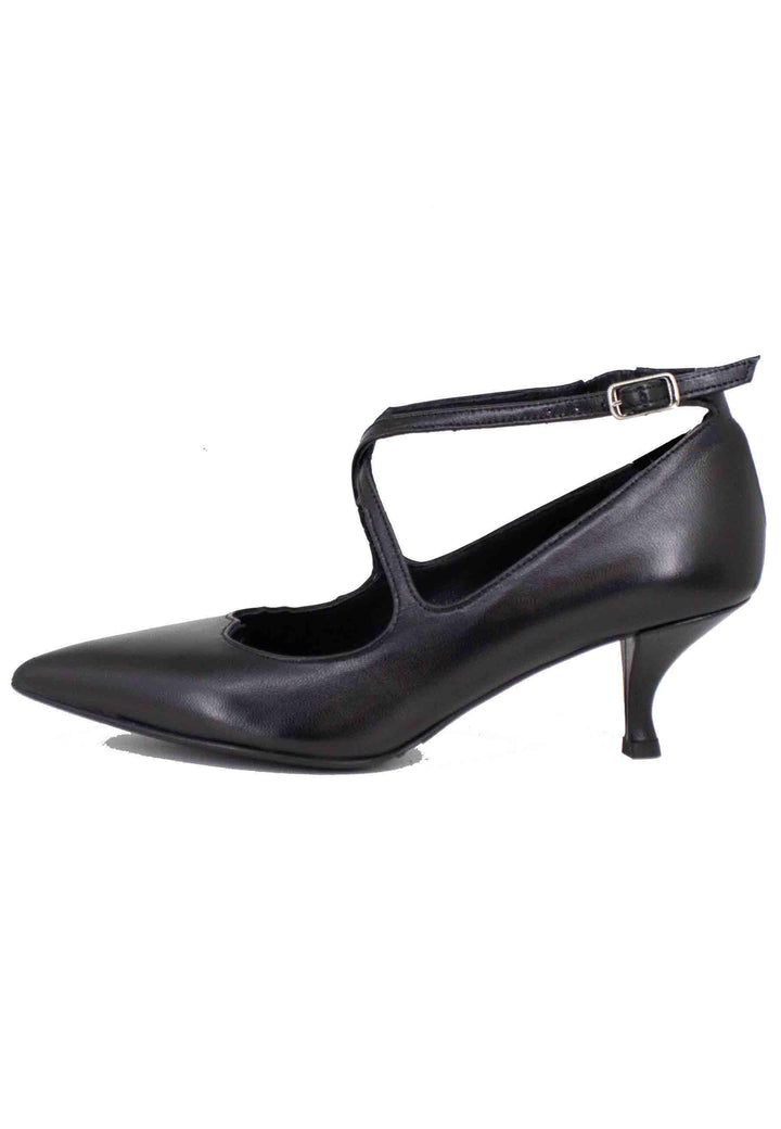 Decollete donna in pelle nera con doppio cinturino SP710 001 Spatarella 