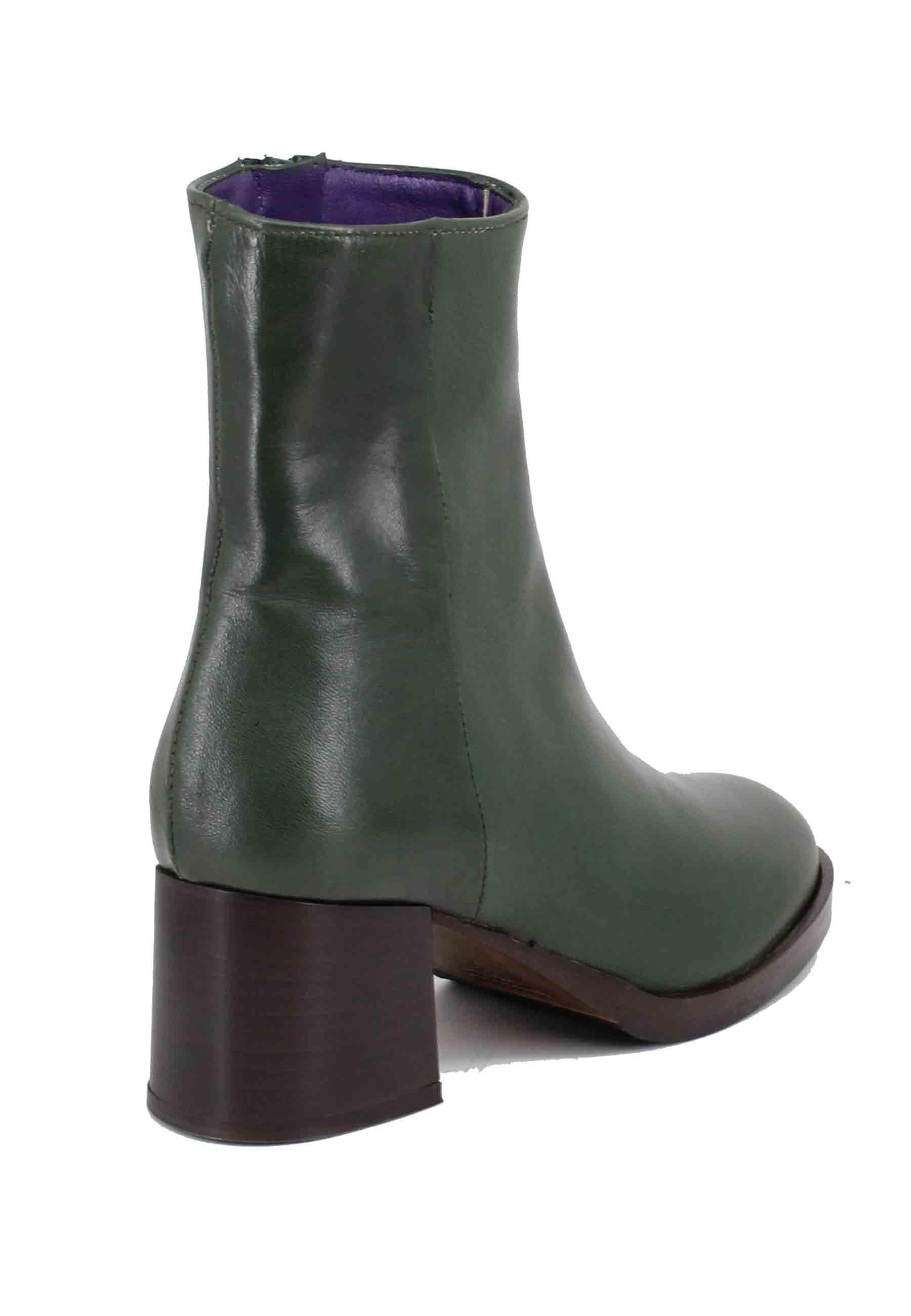 Stivaletti donna in pelle verde tacco basso TR1322/G 47 L'Arianna 