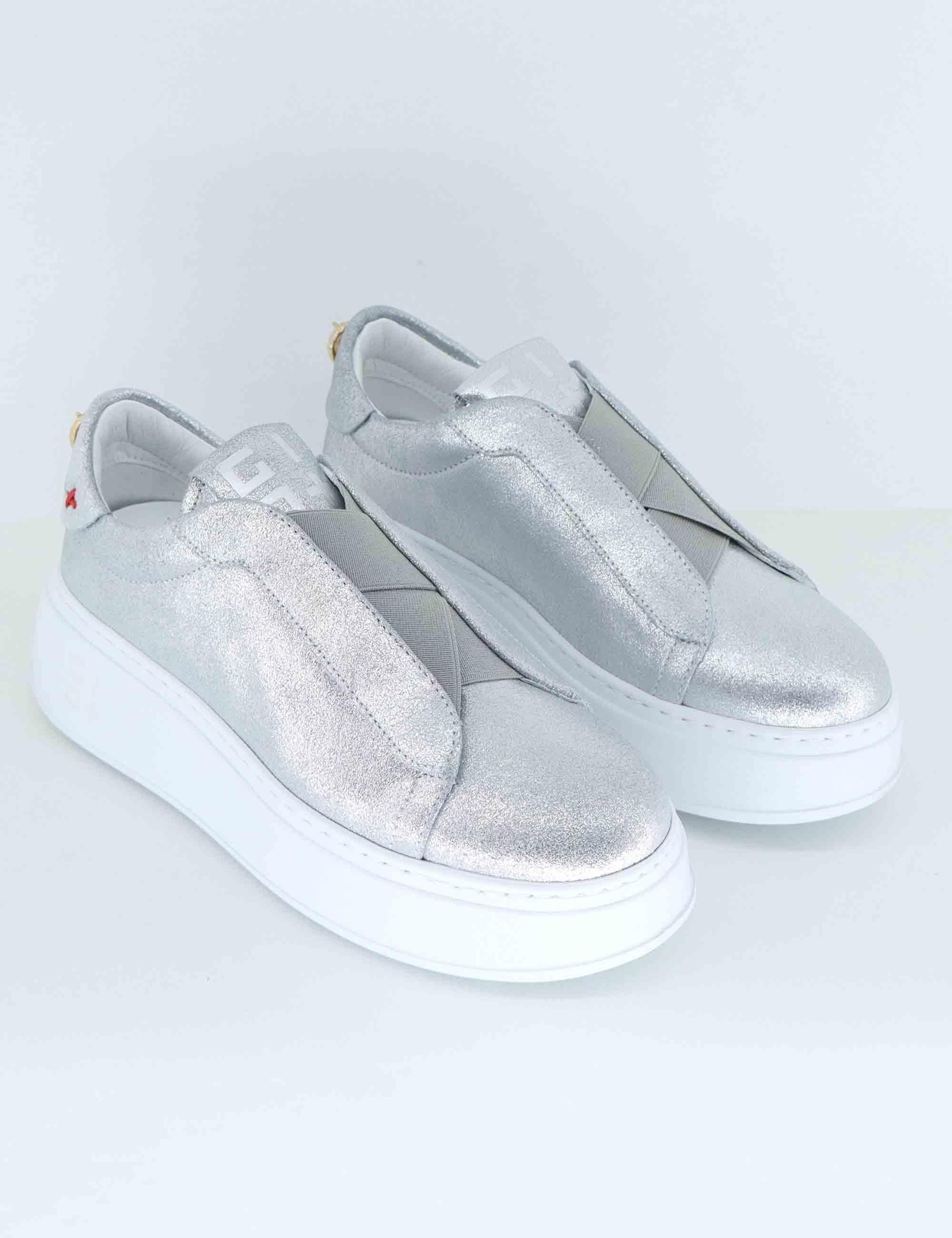 Sneakers donna in pelle argento NILA 06 Gio + 