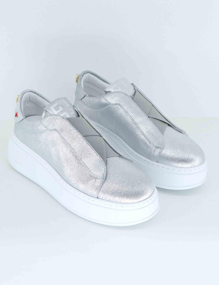 Sneakers donna in pelle argento NILA 06 Gio + 