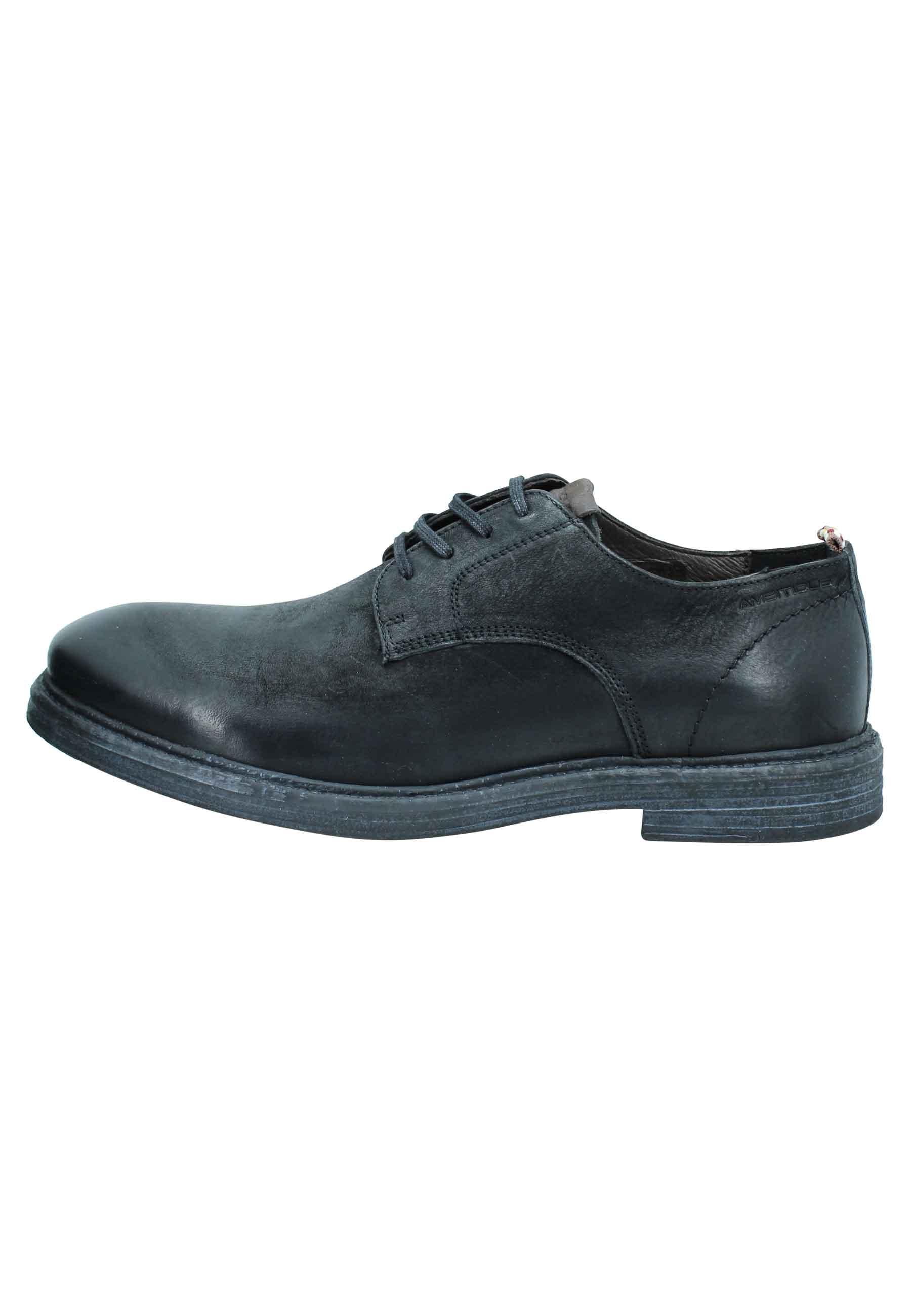 Stringata uomo in pelle nera suola in gomma e sottopiede memory foam 11071 001 Ambitious 