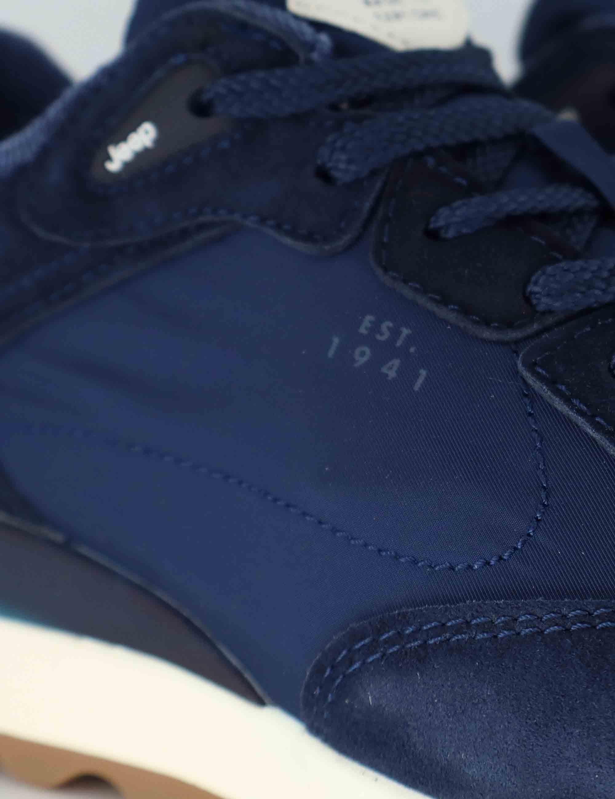 Sneakers uomo Jara in pelle e nylon blu con suola leggera JM61020A 016 Jeep 