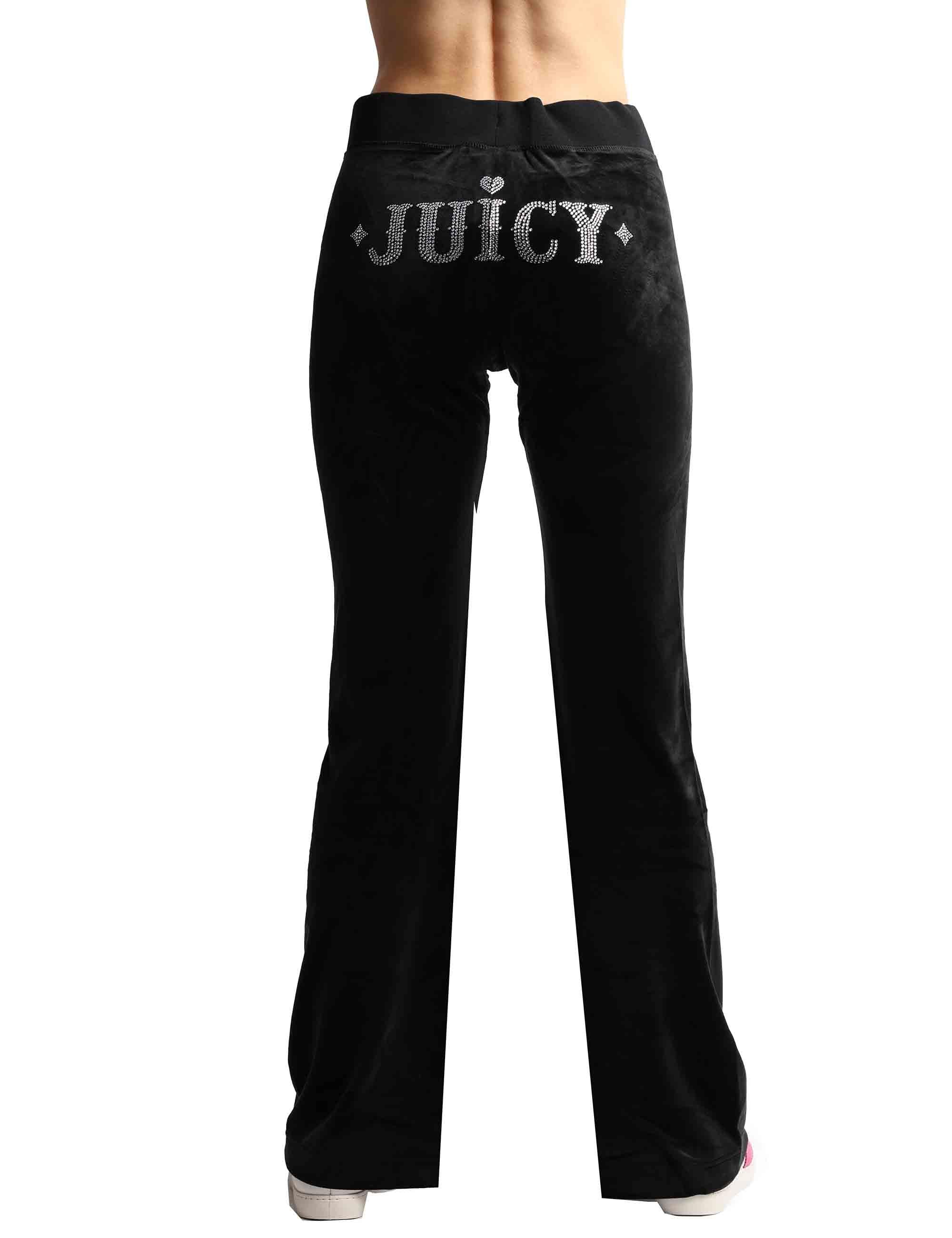 Pantaloni tuta donna Rodeo Layla in tessuto nero con strass VEJB70313WPF J00 Juicy Couture 