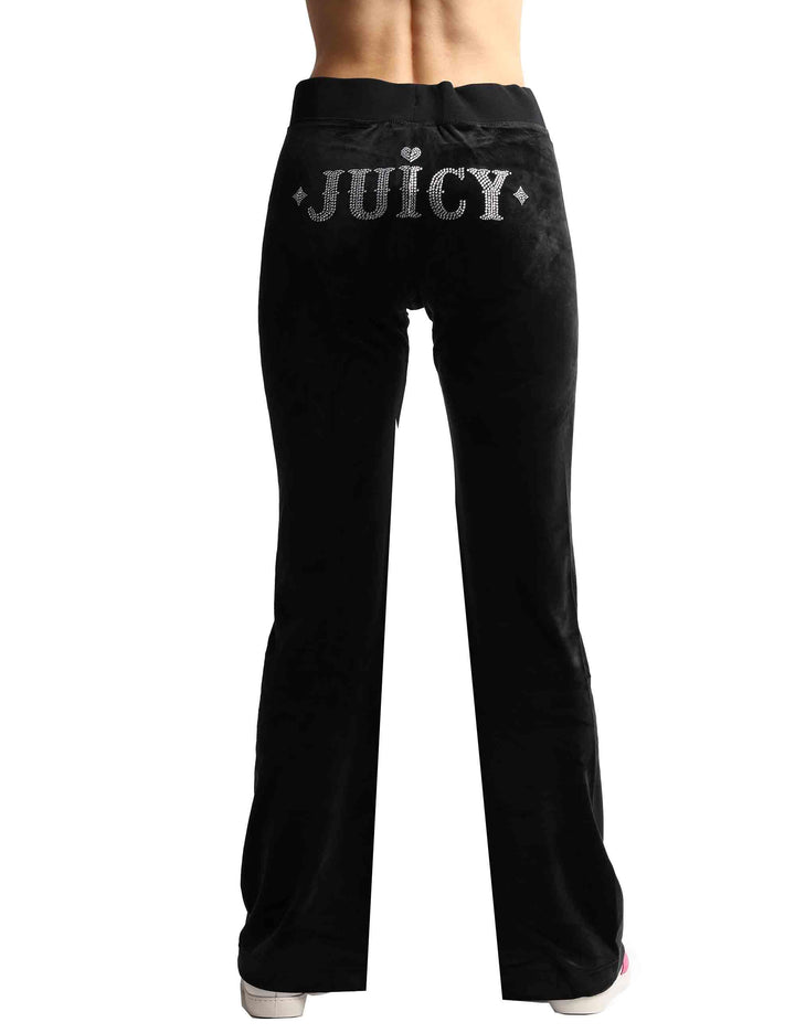 Pantaloni tuta donna Rodeo Layla in tessuto nero con strass VEJB70313WPF J00 Juicy Couture 
