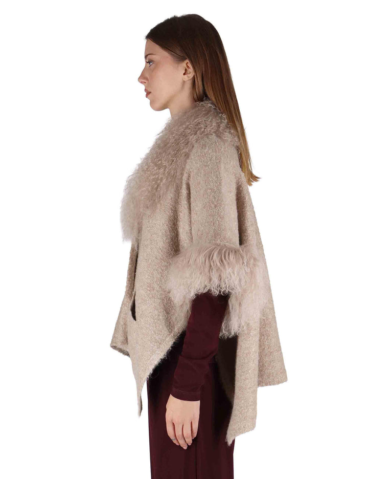 Cappe donna in misto lana taupe con finiture SP25142 BISCUIT Spatarella 