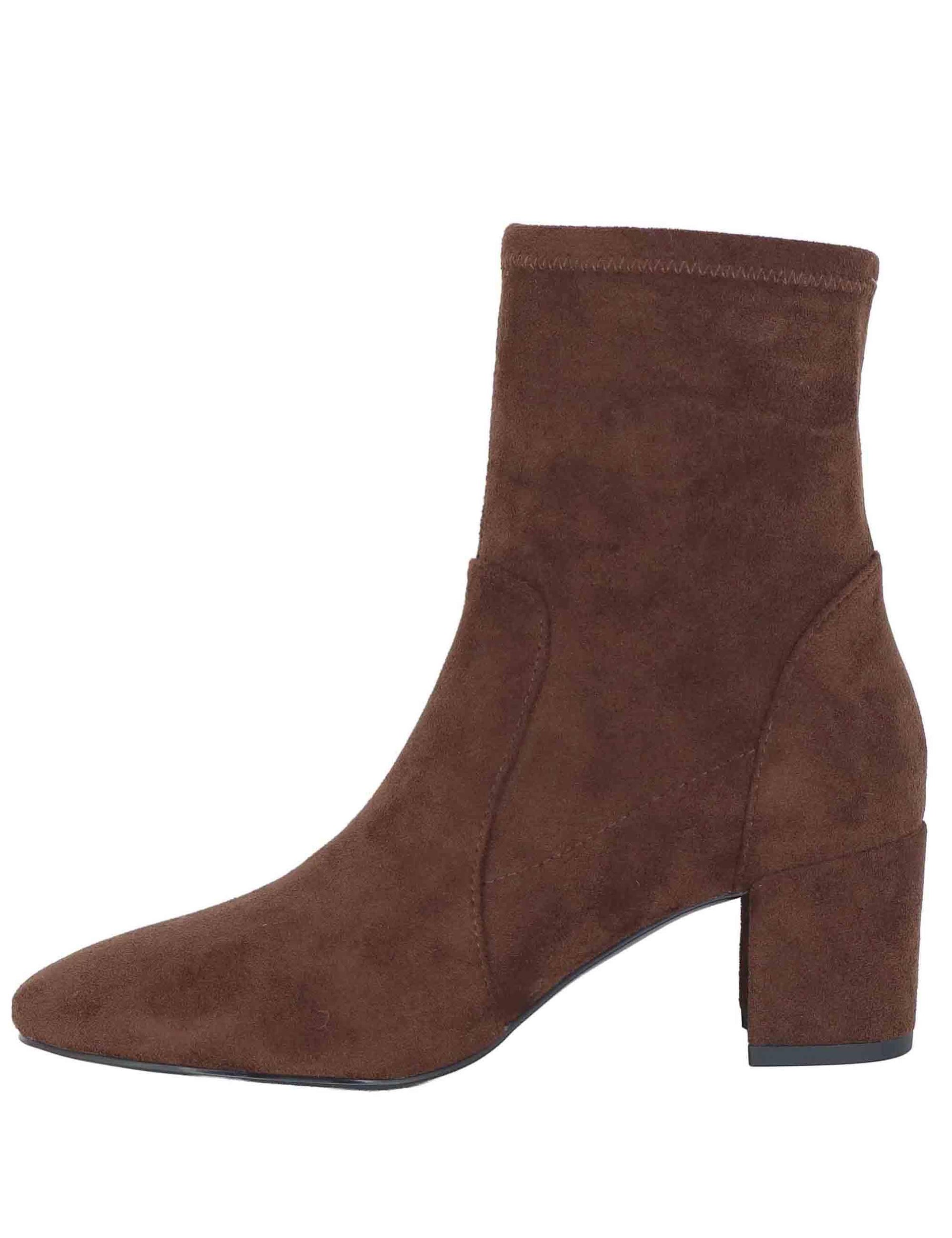 Stivaletti donna in tessuto elasticizzato marrone con tacco medio 506T82VK 90 Bibi Lou 