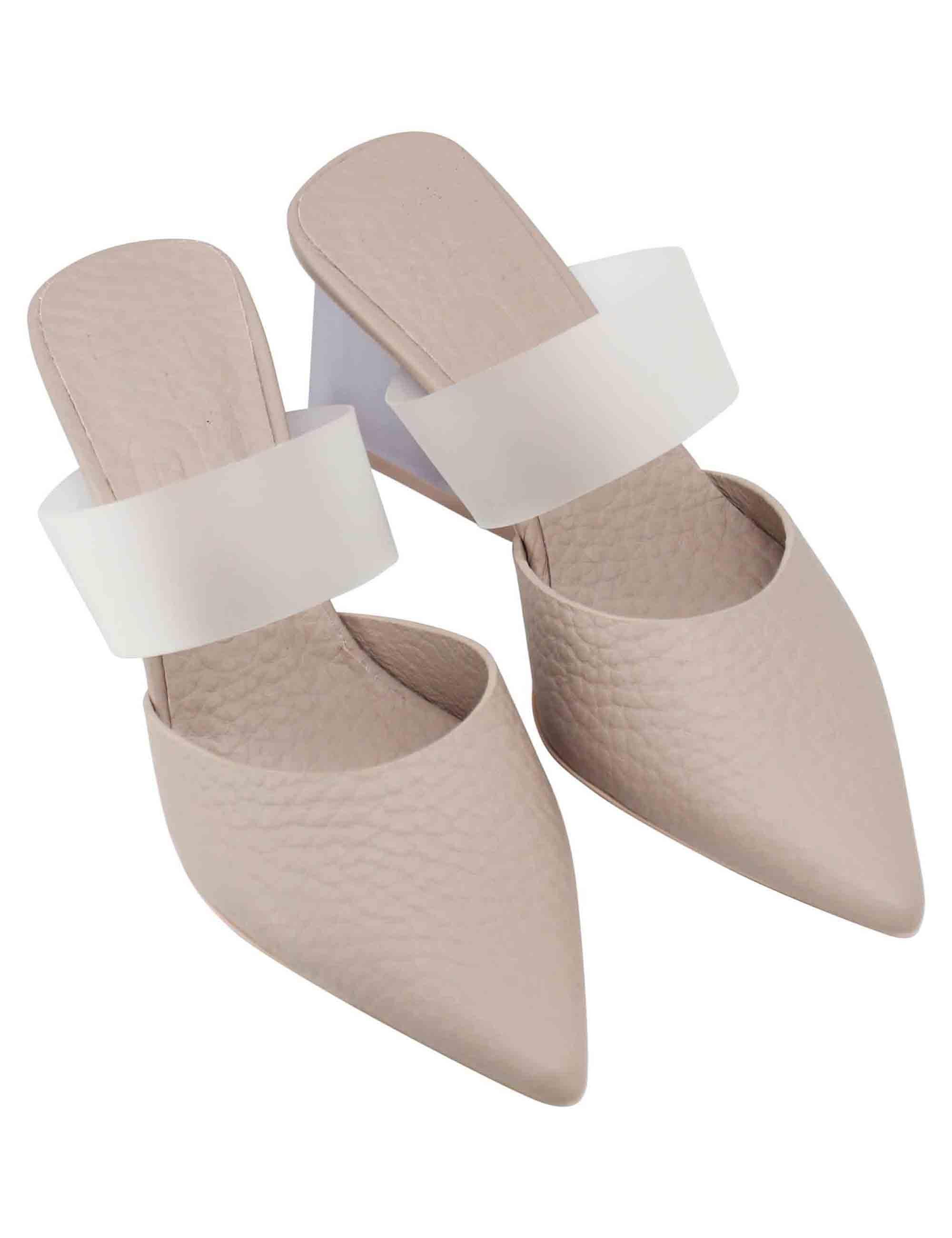 Sabot donna in pelle cipria con tacco alto e punta a punta 7635-D 301 Ras 