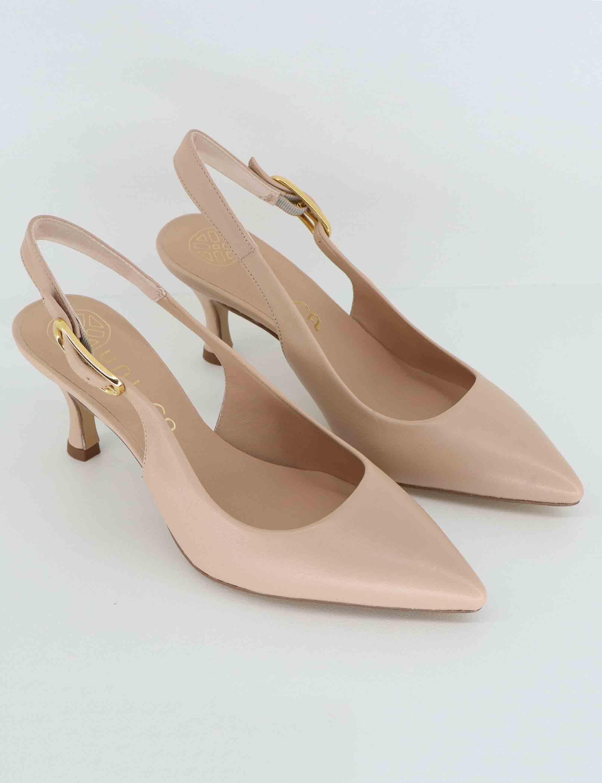 Decollete slingback donna in pelle nude tacco alto LANZ NTO_SKIN Unisa 