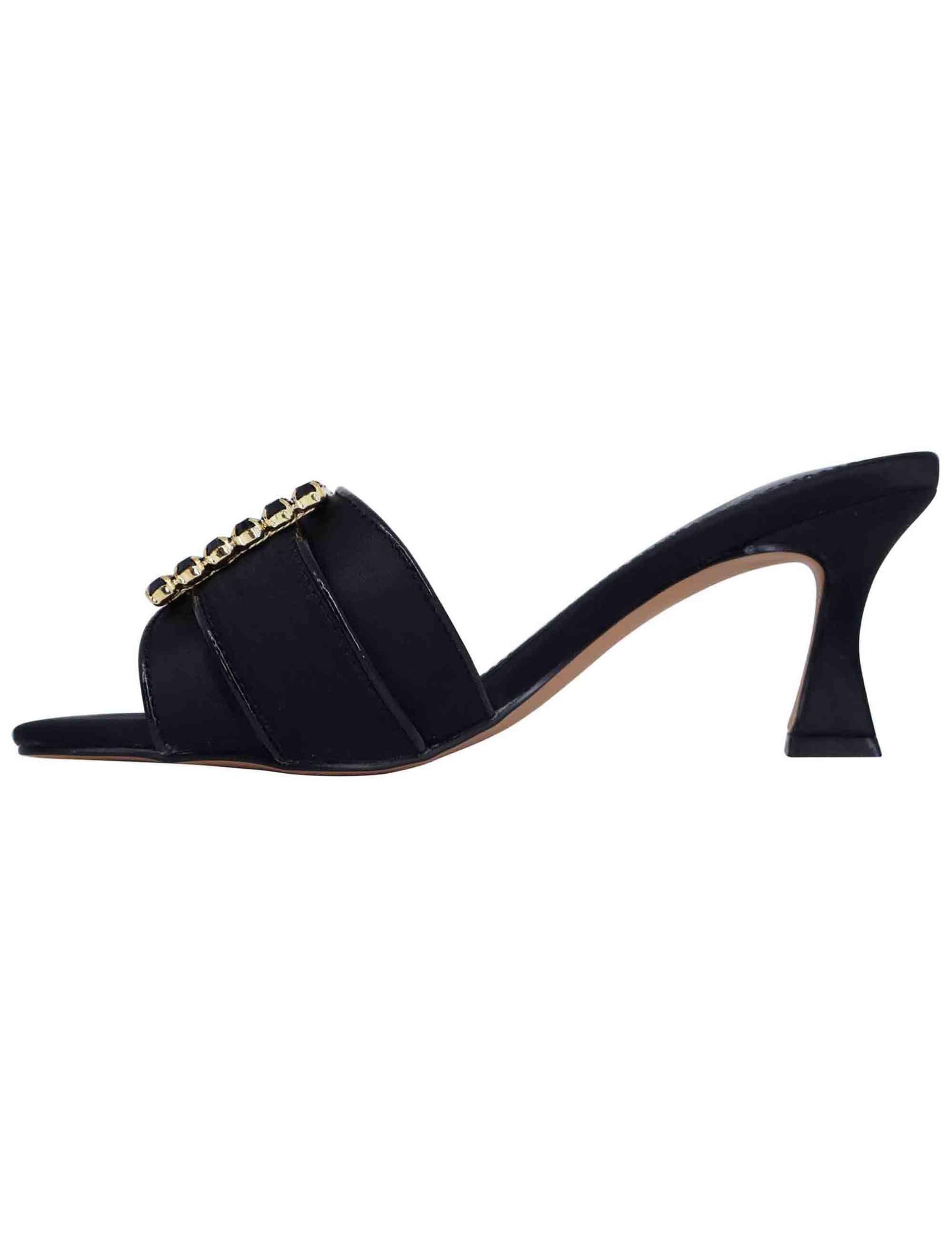 Sandali donna in tessuto nero con morsetto e tacco in tinta S4700186415H LUCIA 186 Exe 