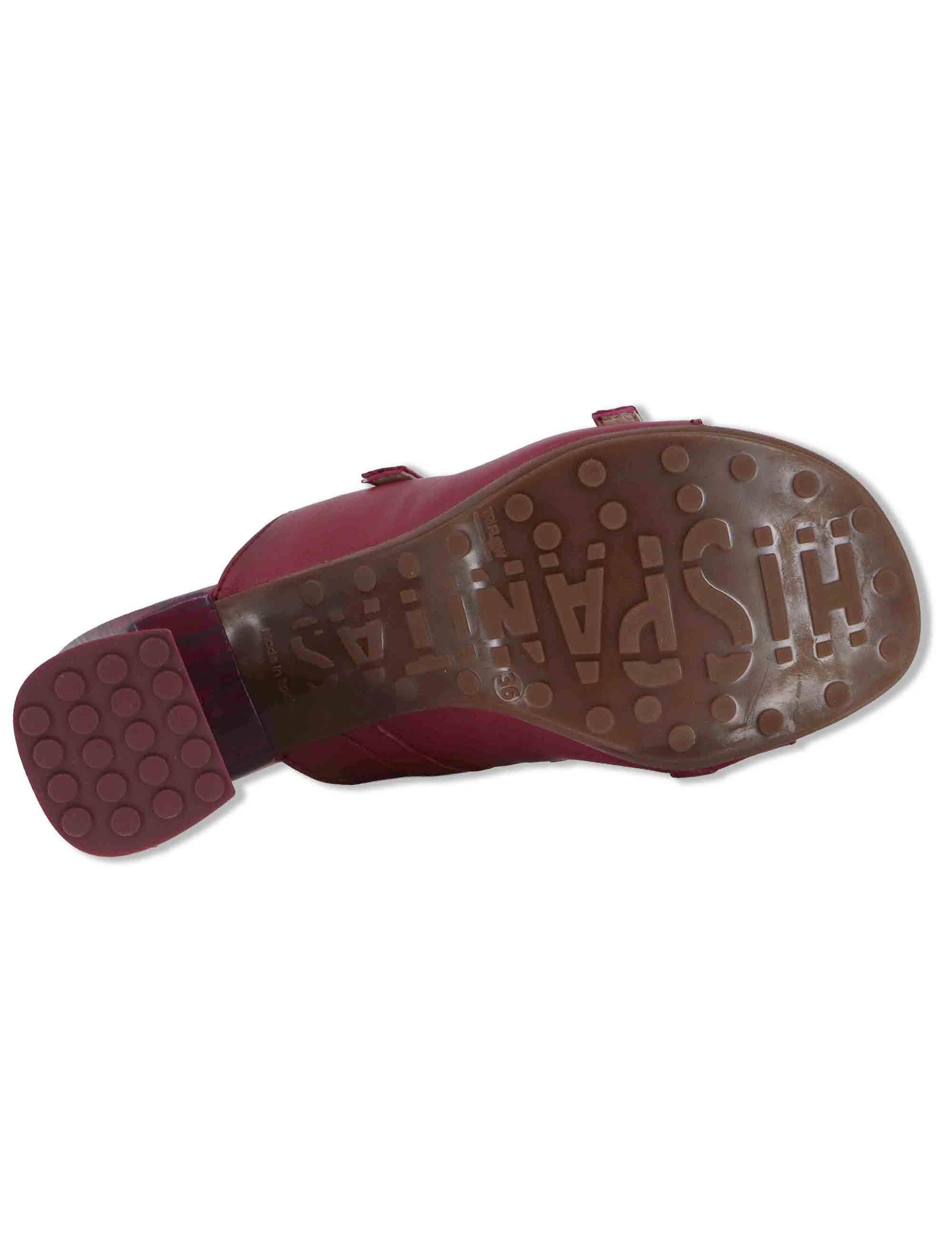 Sandali donna in pelle bordeaux con doppia fascia e tacco alto HV264803 CEREZA Hispanitas 