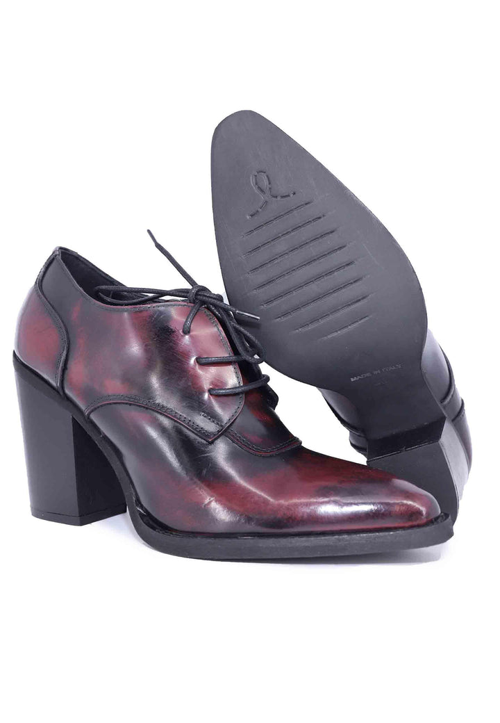 Stringate donna in pelle bordeaux con tacco alto e punta a punta SPPR03 018 Spatarella 