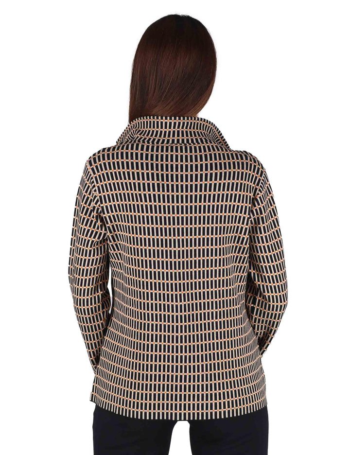 Giacche donna in tessuto naturale nero a fantasia 3 bottoni JABCR0025-G079 9999 Justmine 