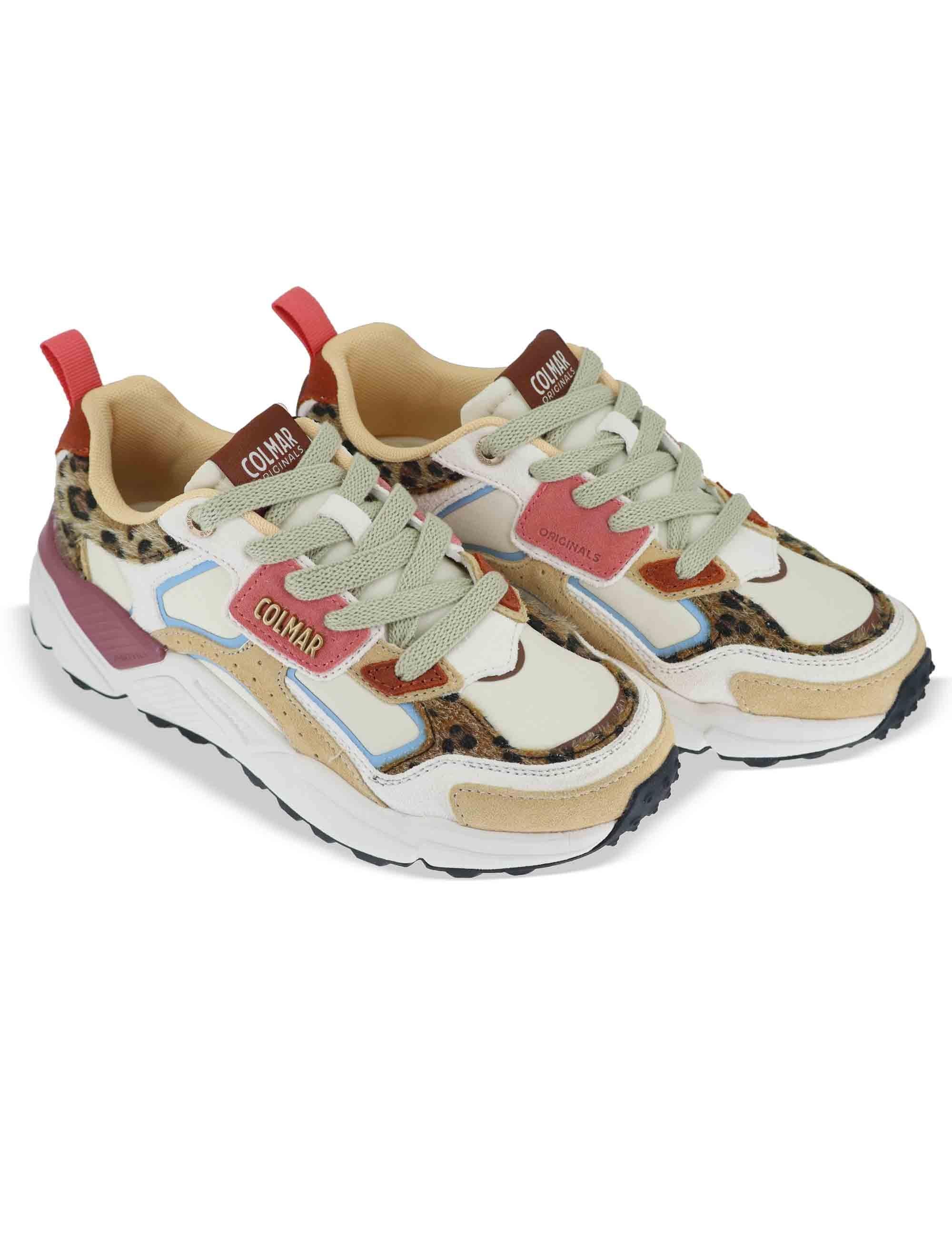 Sneakers donna in pelle e tessuto senape  con suola alta GARNER 075 Colmar 