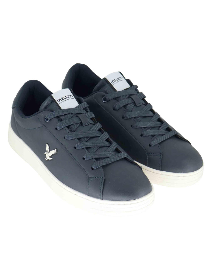 Sneakers uomo in pelle blu con riporti in contrasto e logo laterale KALEB004 116 Lyle & Scott 