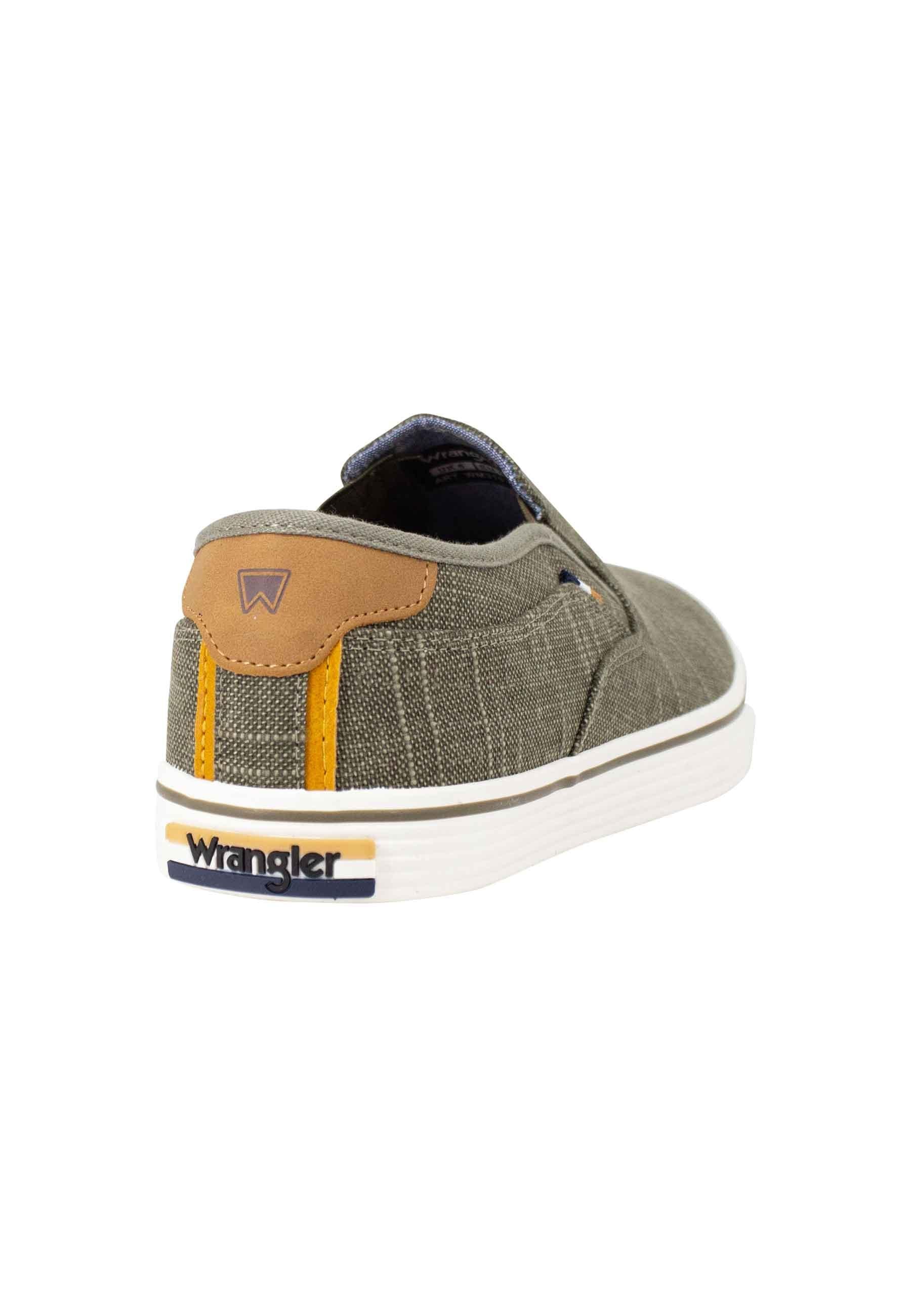 Mocassini uomo Calypso Slip On in tessuto verde con suola in gomma WM31031A 020 Wrangler 