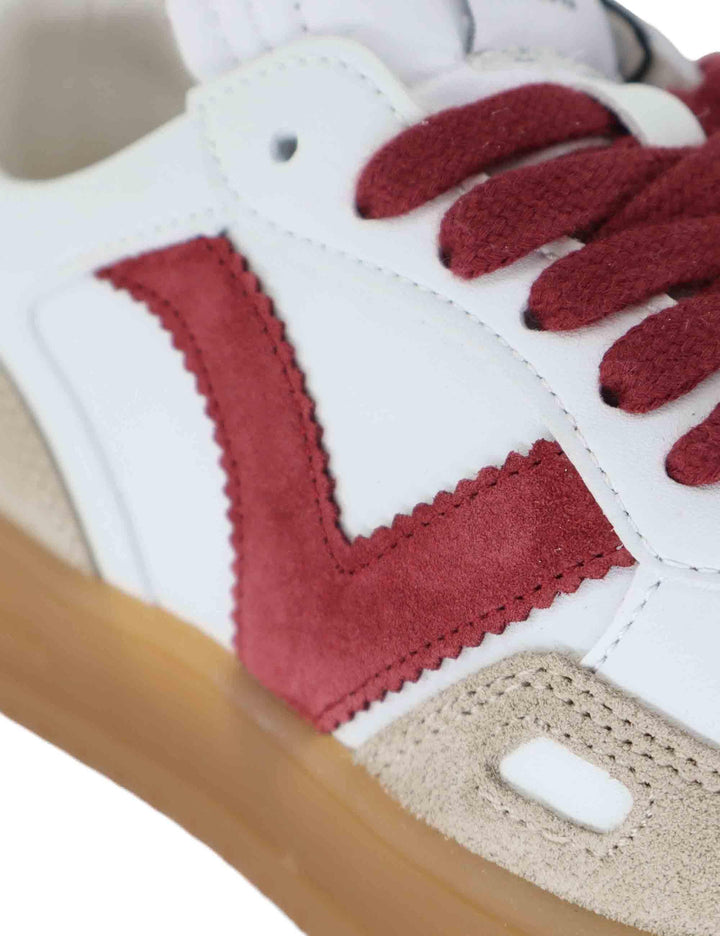 Sneakers donna in pelle bianca con logo in camoscio 1257125 Rojo Victoria 