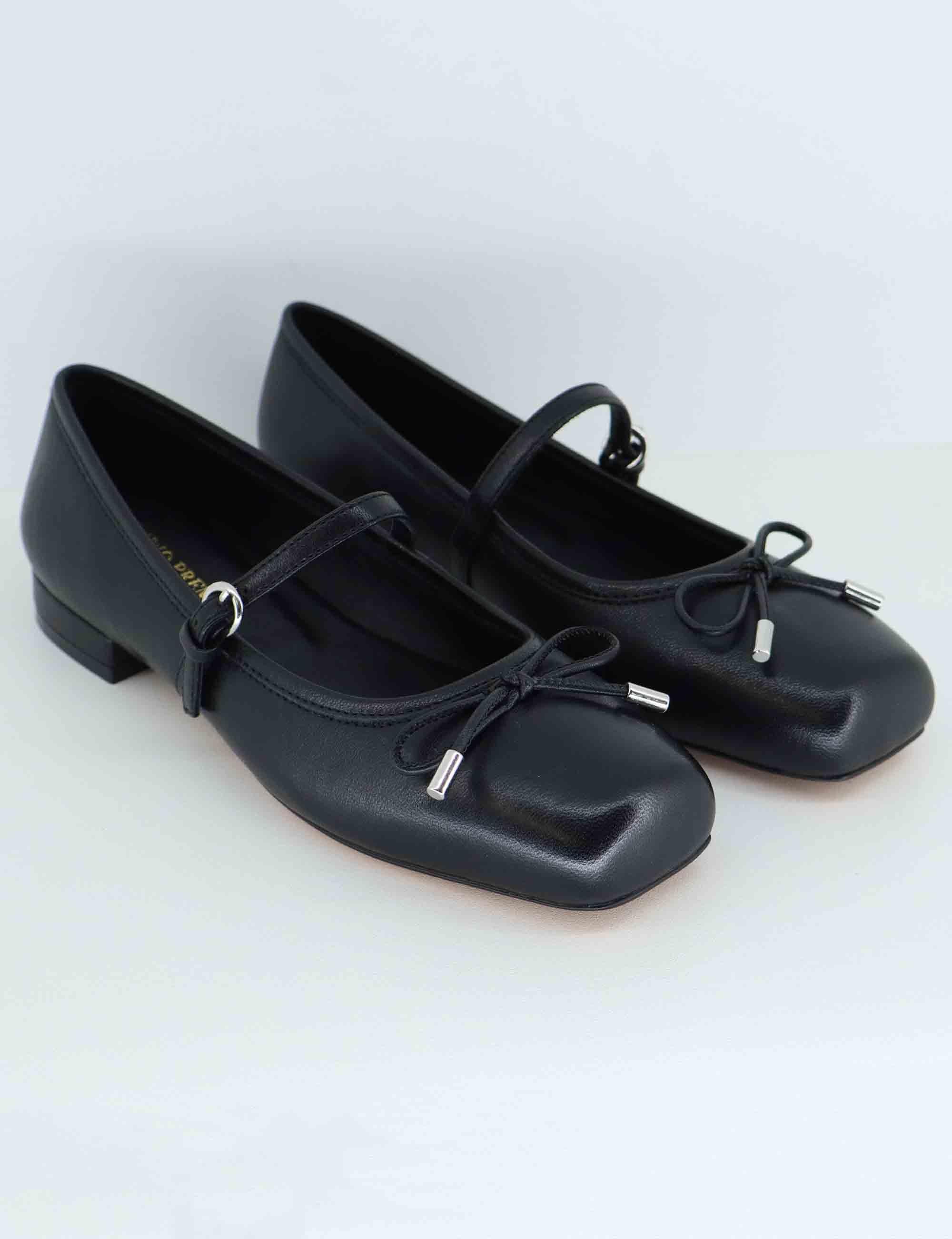 Ballerine donna in pelle nera con fiocchetto BL5801X 001 Bruno Premi 