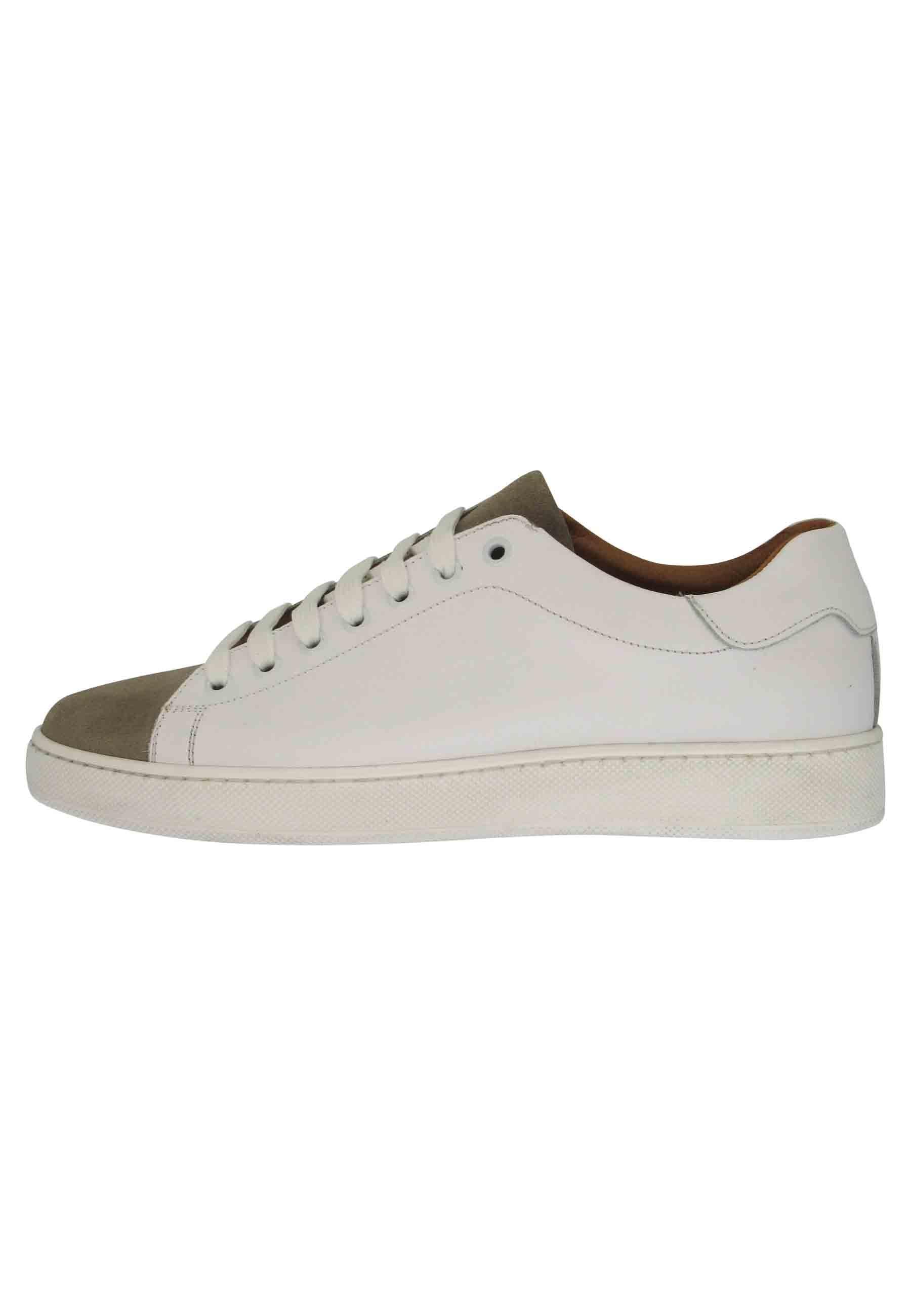 Sneakers uomo in pelle off white con fondo in gomma 2011 011 Spatarella 