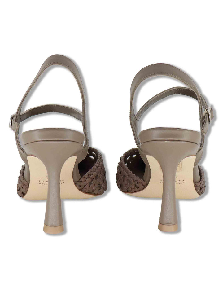 Sandali donna in pelle taupe con punta chiusa e cinturino alla caviglia CH2659/RT 032 L'Arianna 