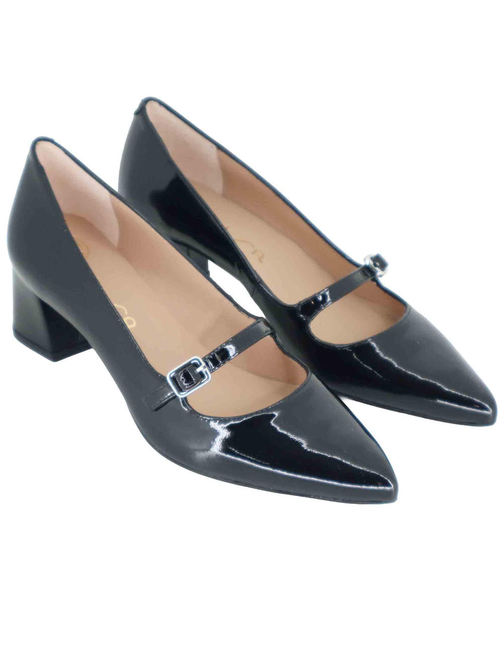Decollete donna in vernice nera con cinturino JUNDE PA BLACK Unisa 