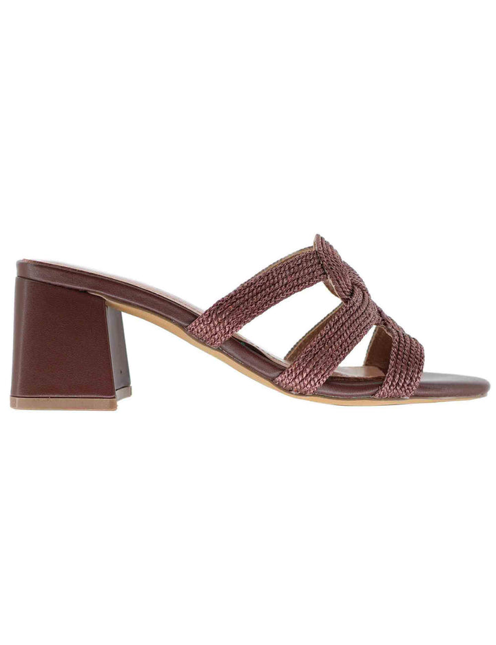 Sandali donna Alia in tessuto marrone con punta quadra 851Z94HG 028 Bibi Lou 