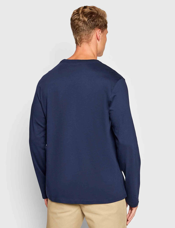 T-shirt uomo Crew in cotone blu con logo ricamato e maniche lunghe 714844759002 CRUISE NAVY Polo Ralph Lauren 