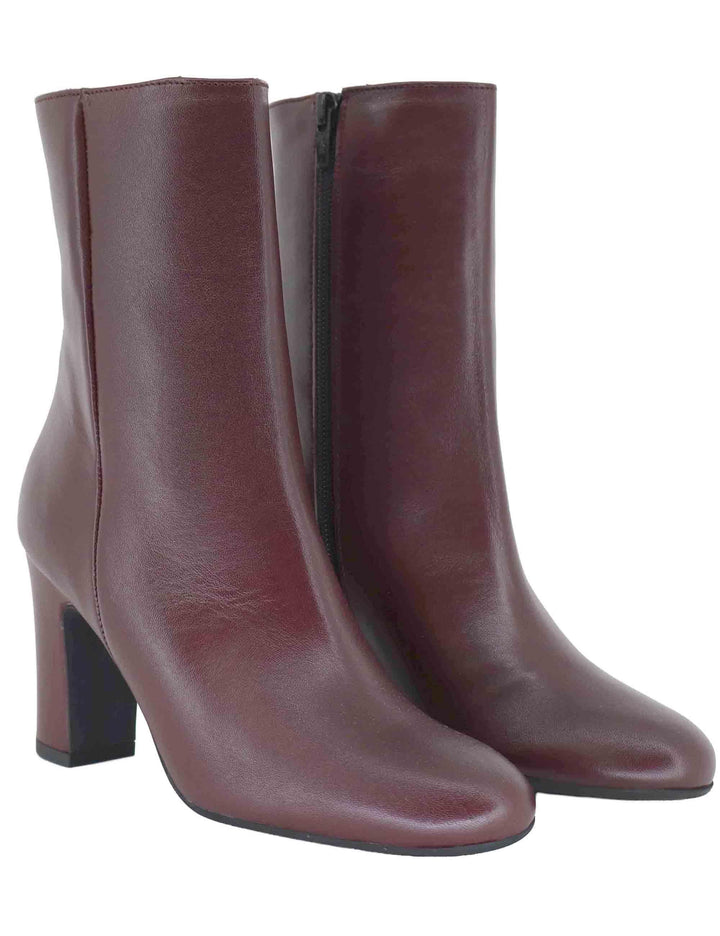 Stivaletti donna in pelle bordeaux tacco alto 3351 016 Les Venues 