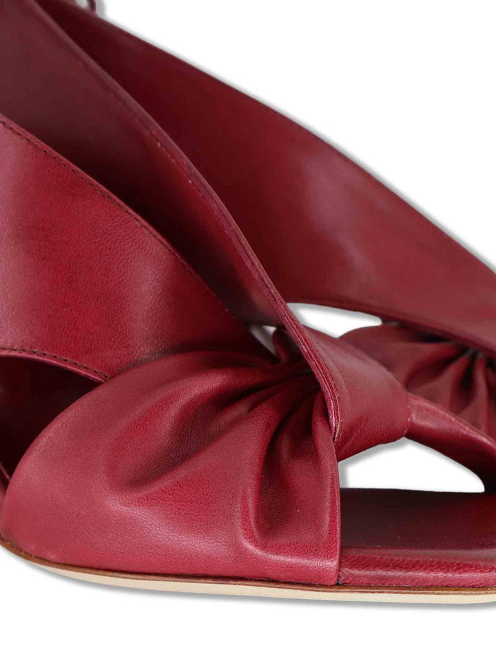 Sandali donna slingback in pelle rossa con punta quadra e tacco grosso DS2674/G 005 L'Arianna 