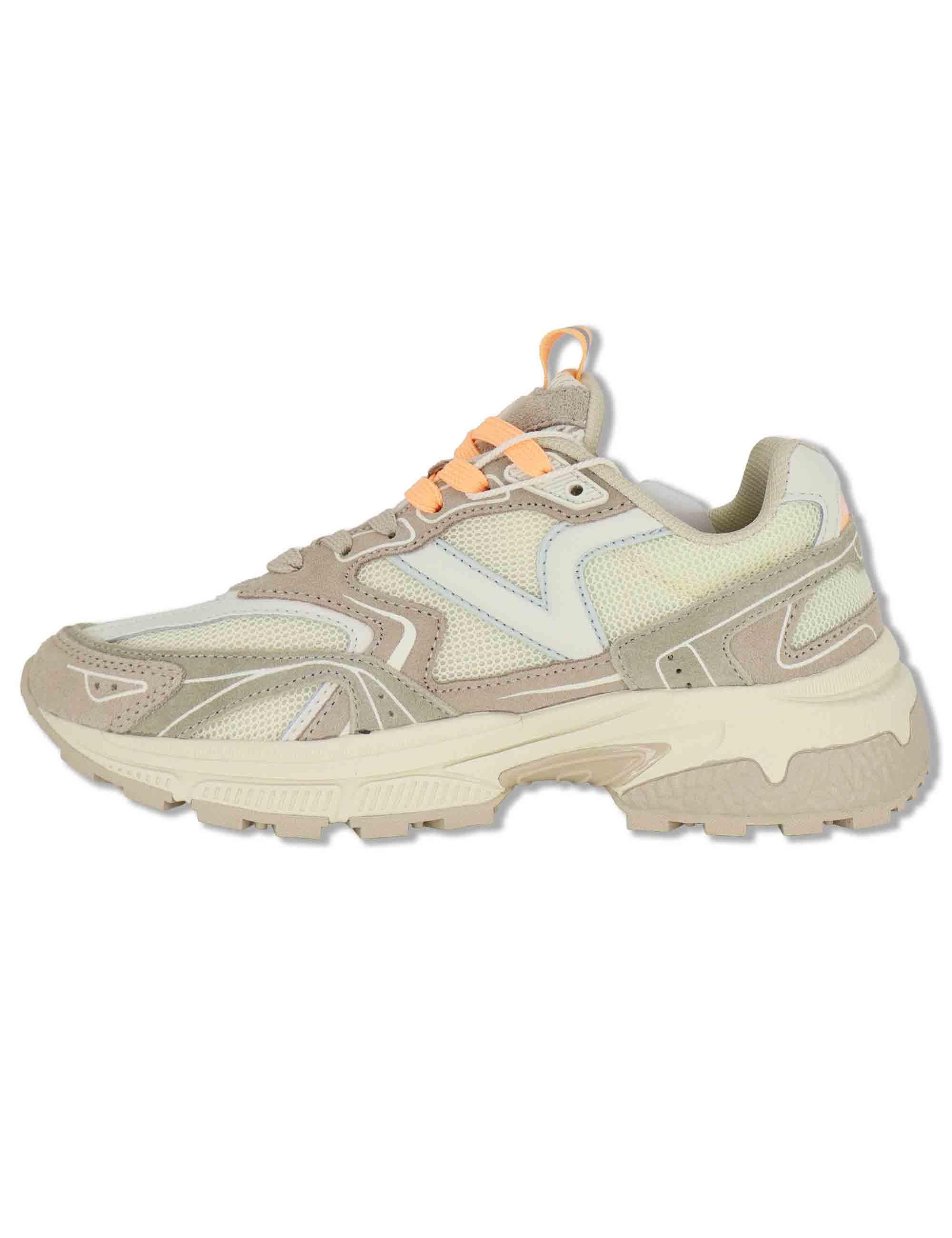 Sneakers donna Mythos in pelle e tessuto beige con suola alta e sportiva 8809104 80_Beige Victoria 