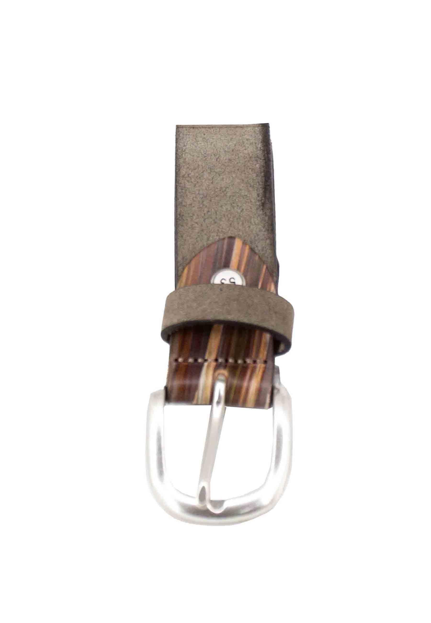 Cintura uomo in nabuk taupe con fibbia argento MRS2312C40 04H Minoronzoni 