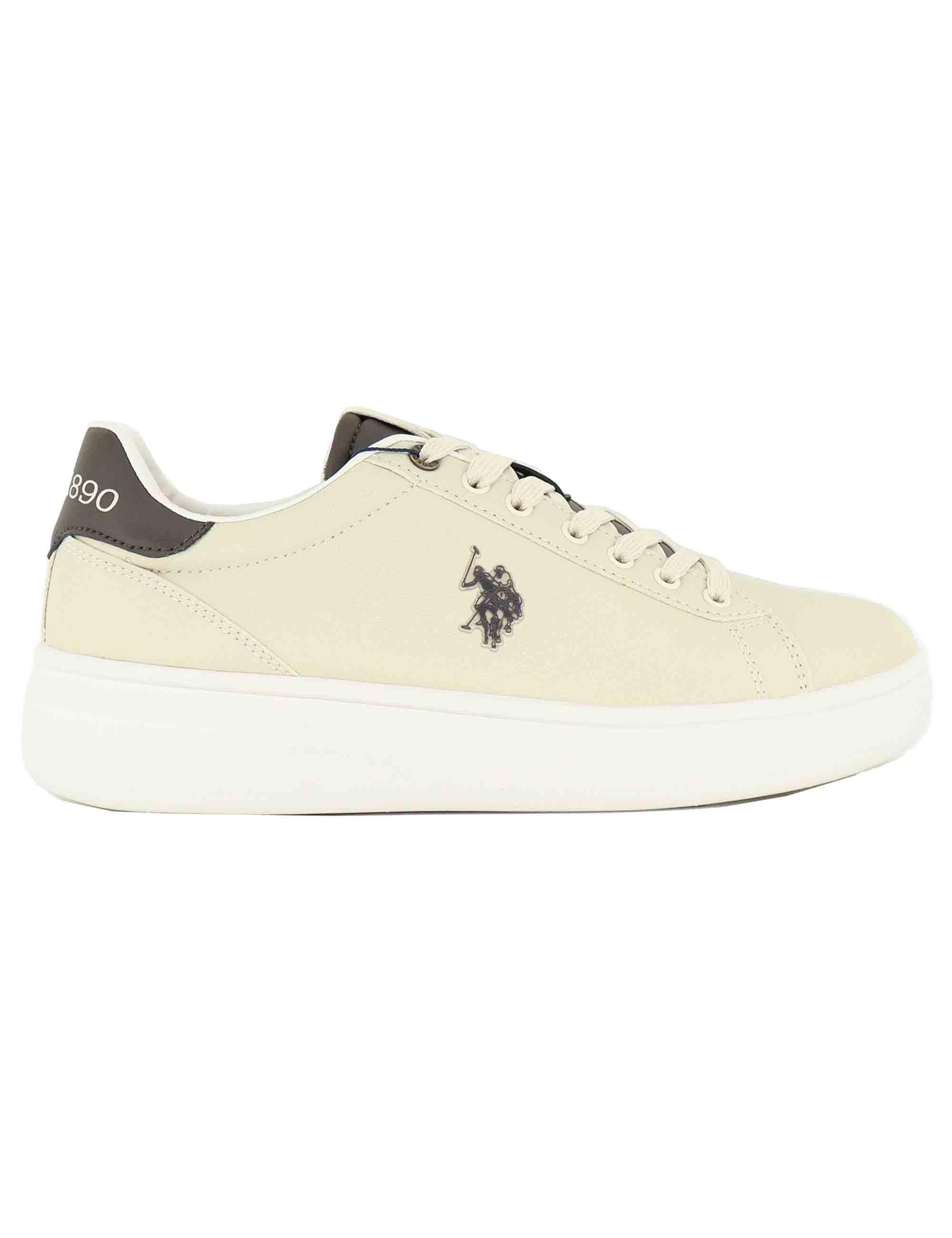 Sneakers uomo in tessuto beige con logo laterale e suola alta CODY010A LBE-DBR03 U.S. Polo Assn. 