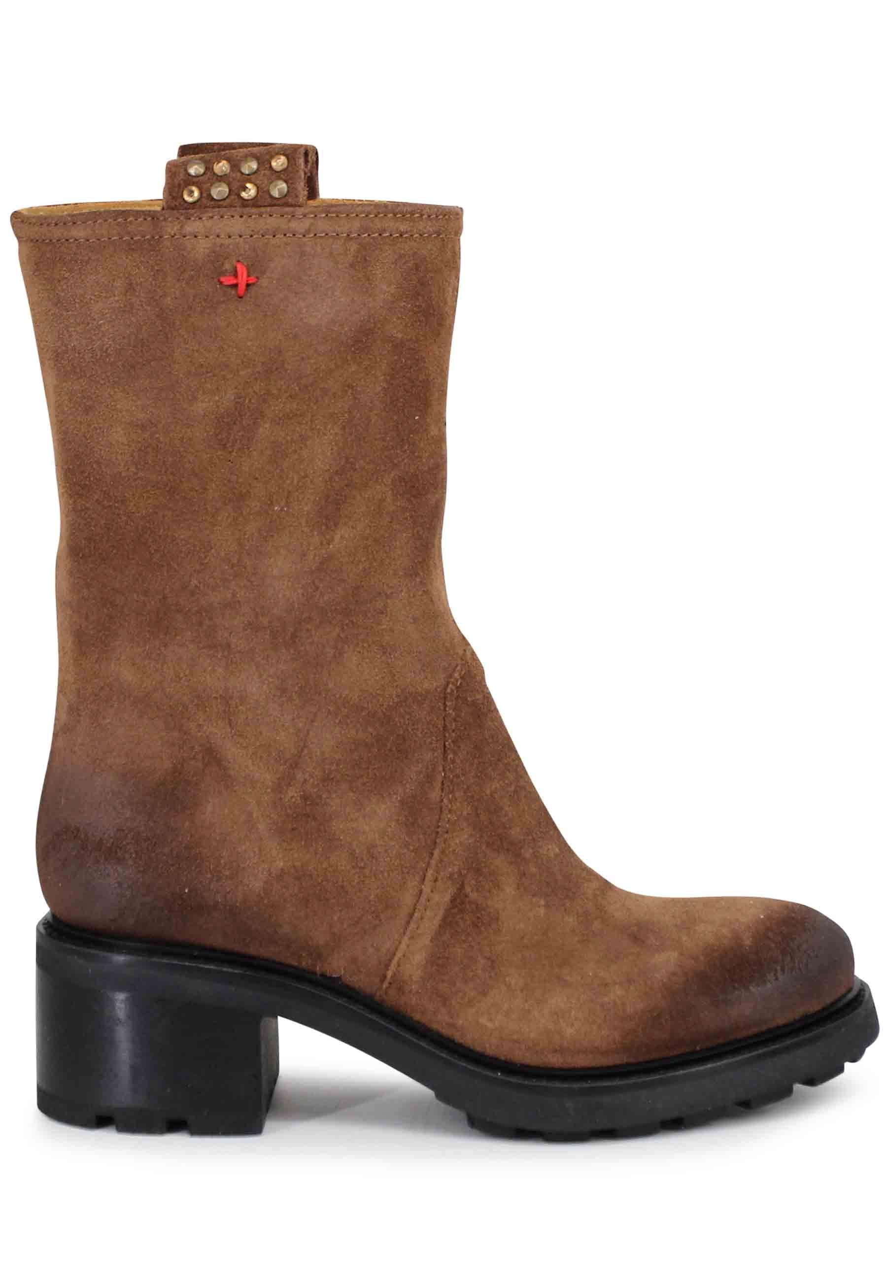 Stivaletti anfibi donna in camoscio vintage cuoio AFRA06 014 Gio + 