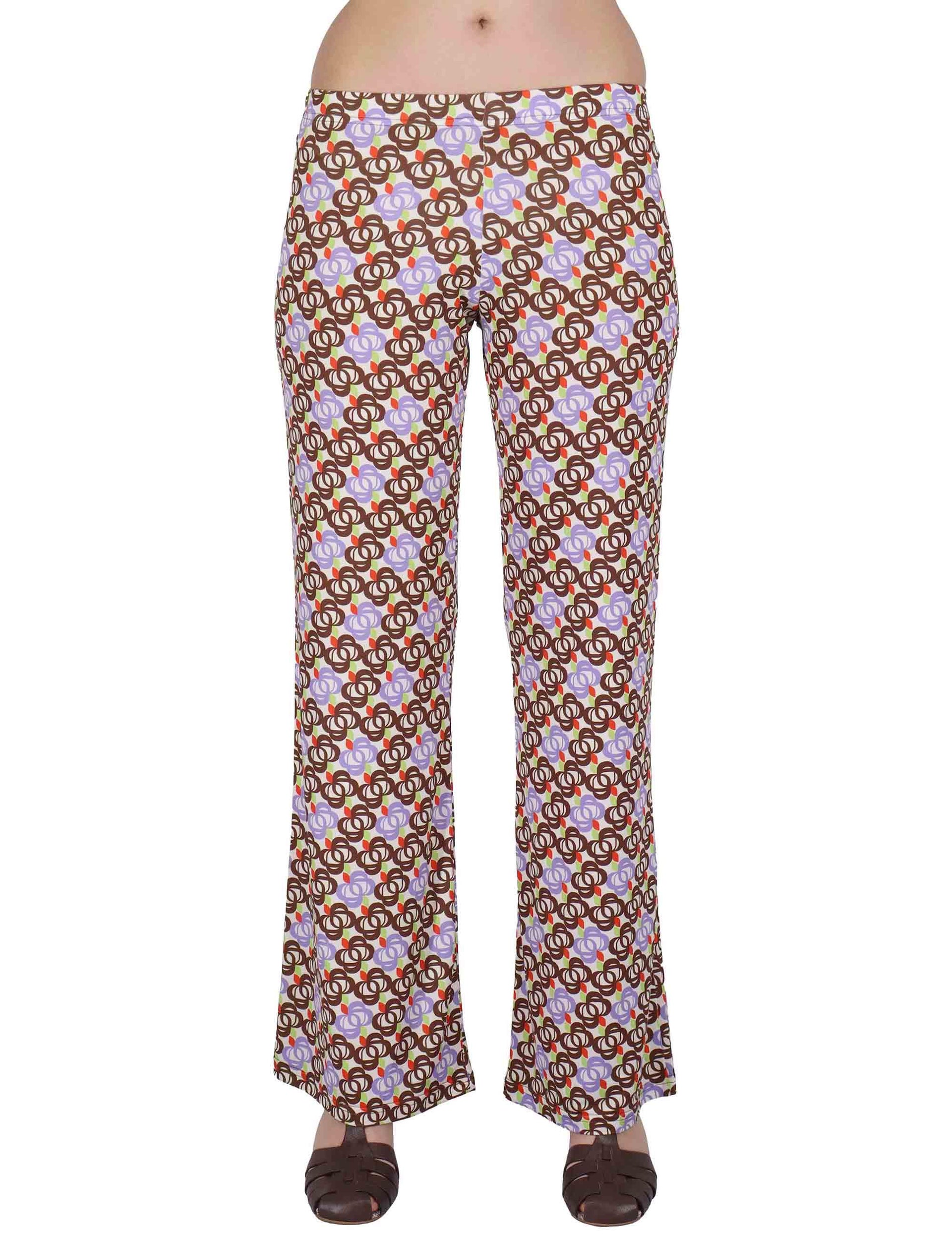 Pantaloni donna Fluid Pants in Jersey a fantasia off white con elastico in vita JFAPN0001-E2747-1246 85 Justmine 