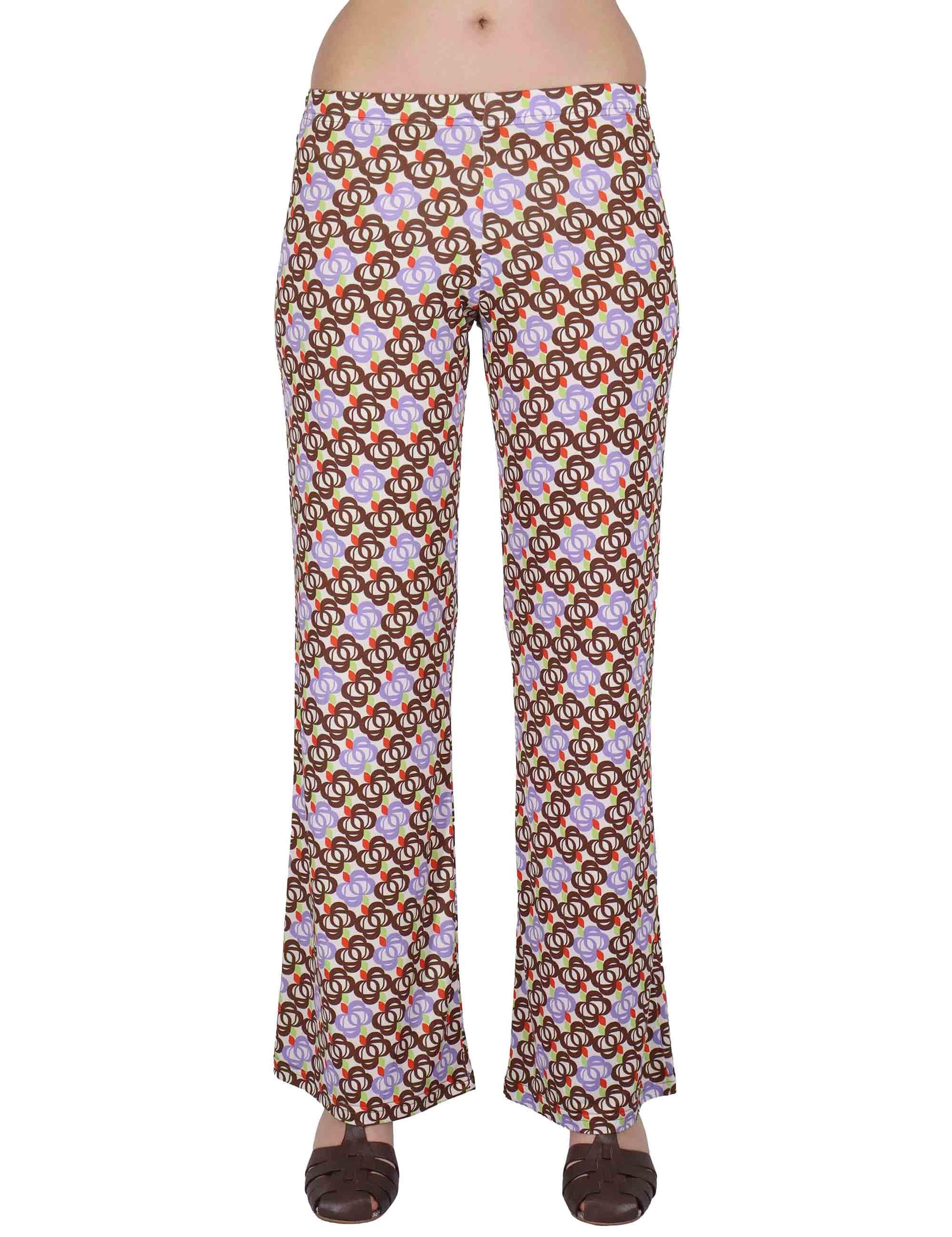 Pantaloni donna Fluid Pants in Jersey a fantasia off white con elastico in vita JFAPN0001-E2747-1246 85 Justmine 