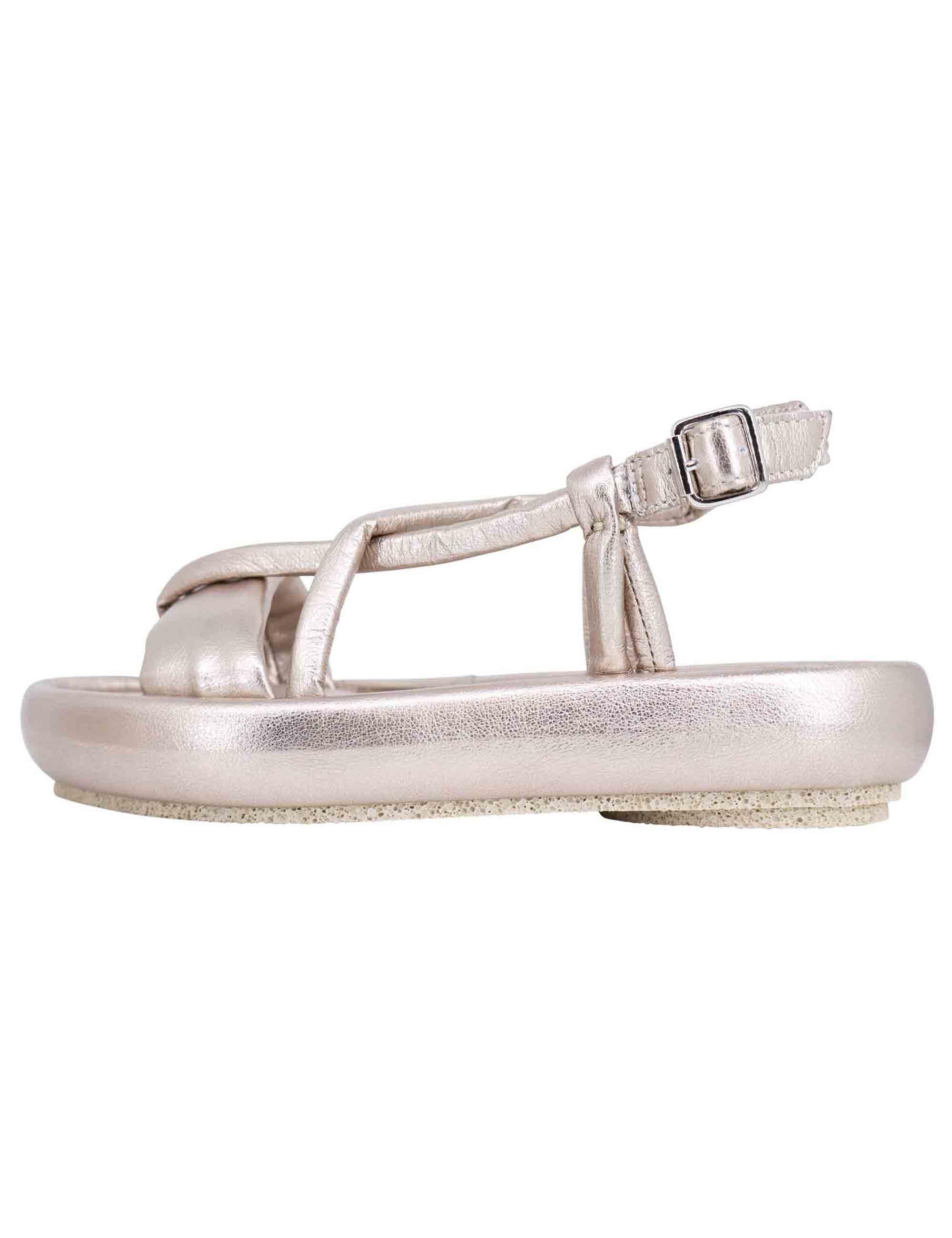 Sandali infradito slingback donna in pelle platino con zeppa bassa BASU 015 Patrizia Bonfanti 