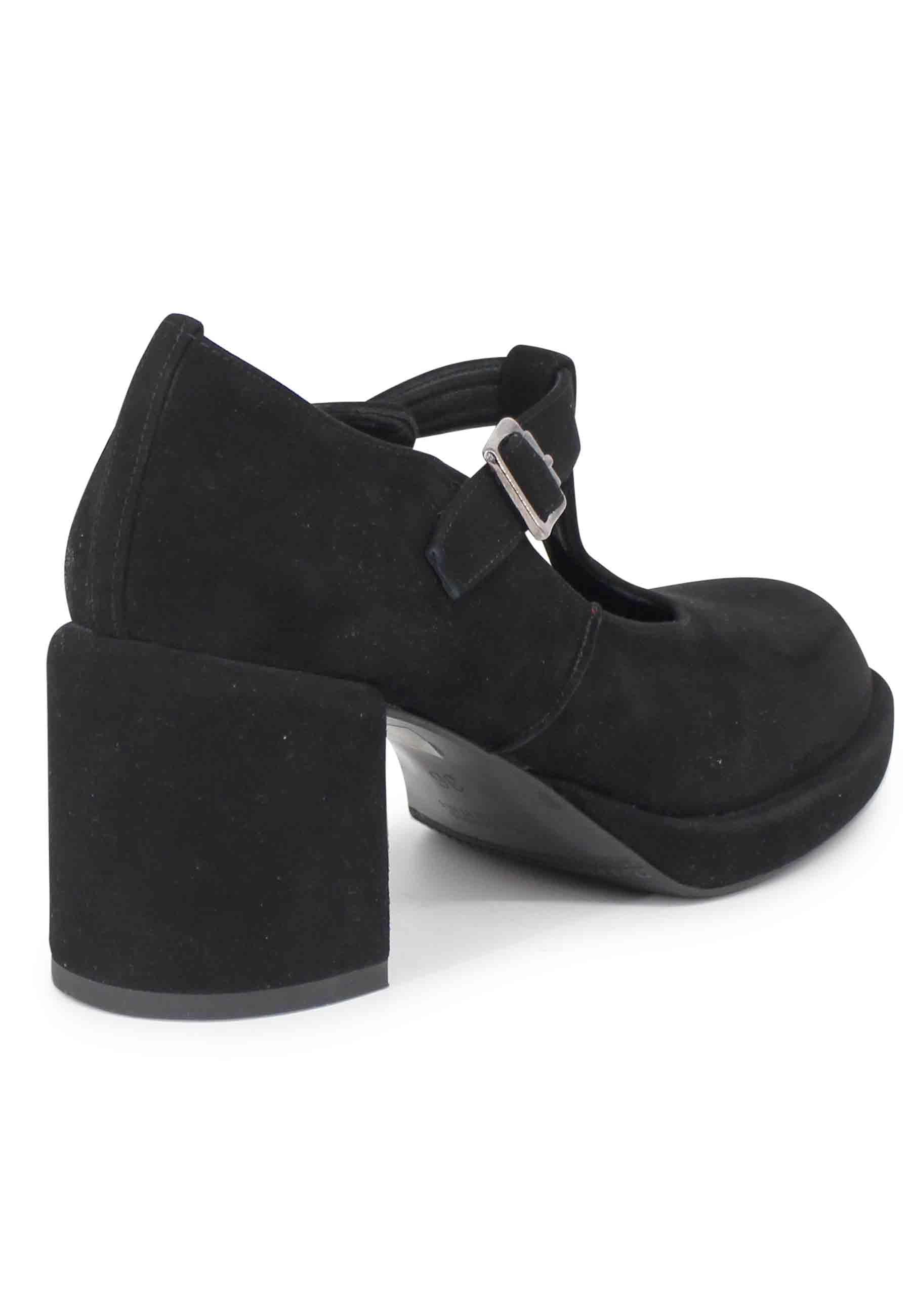 Decollete donna in camoscio nero con tacco e plateau SP769 001 Spatarella 