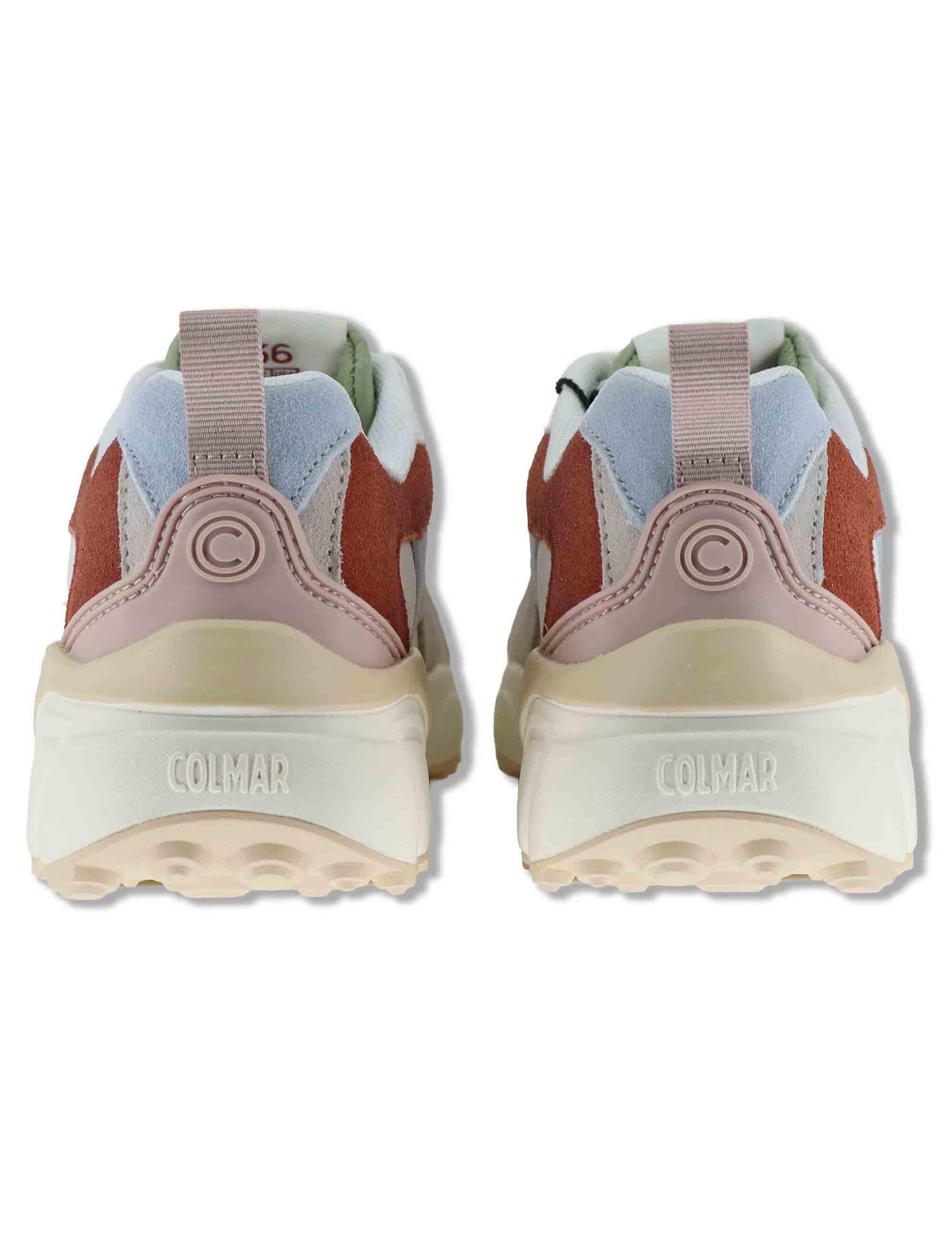 Sneakers donna in pelle e tessuto off white con suola alta GARNER 071 Colmar 