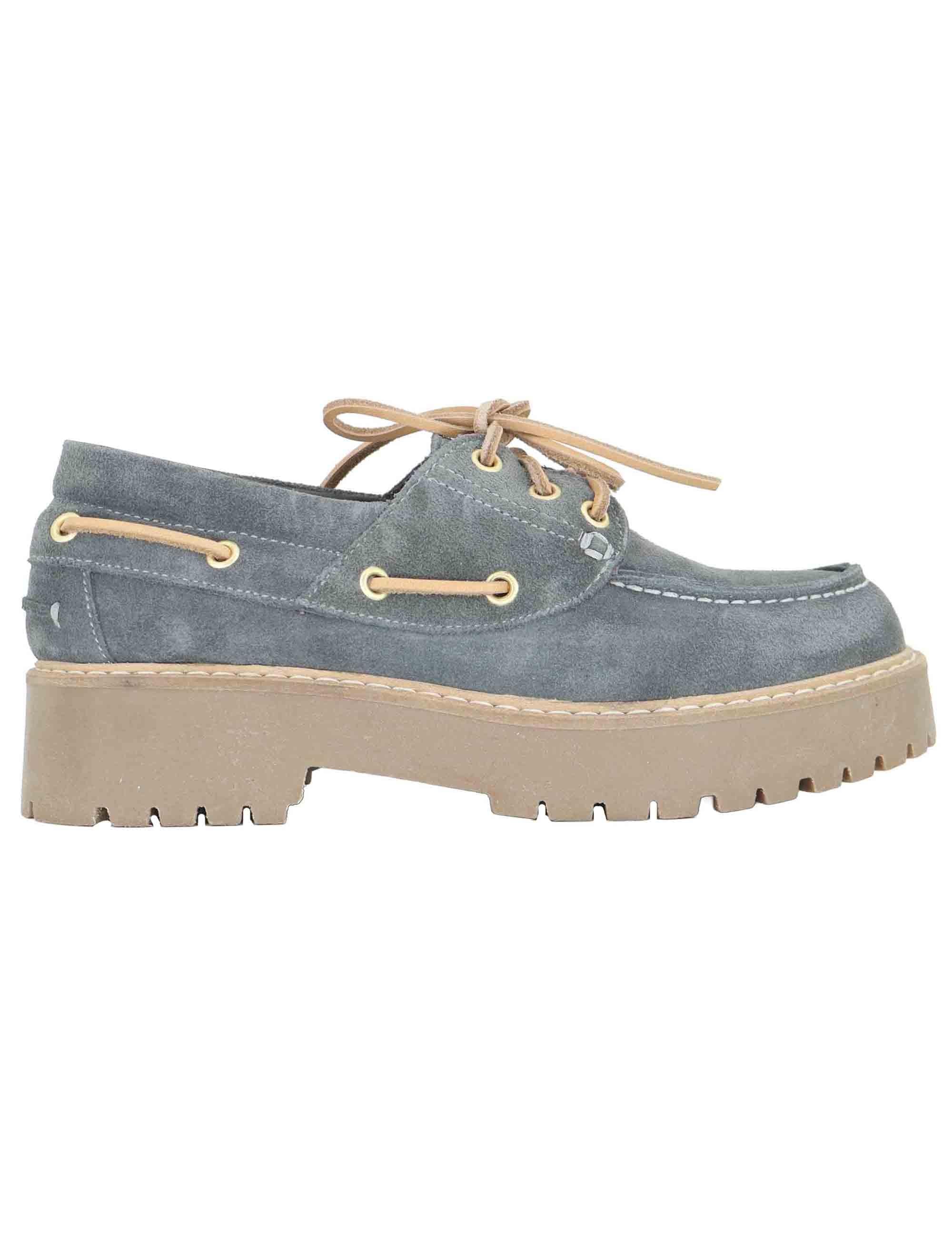 Stringate donna in crosta grigia con suola carrarmato SP20 015 Spatarella 
