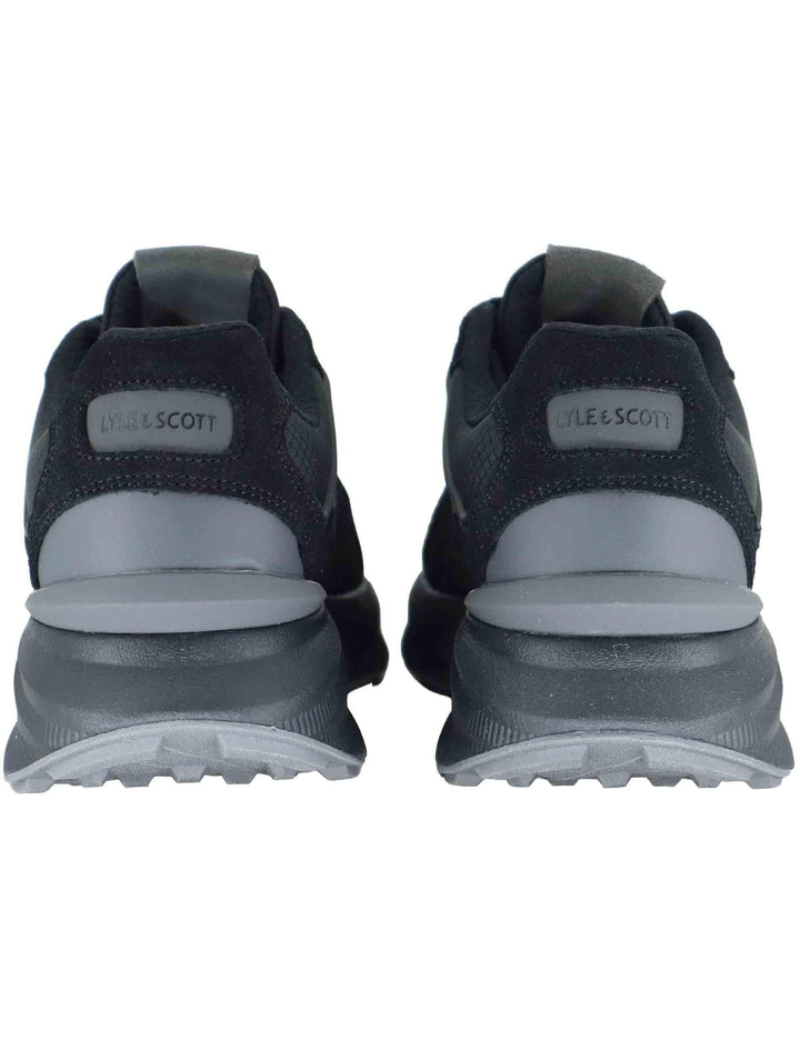Sneakers uomo in pelle nera con riporti in contrasto e logo laterale GRADY005 001 Lyle & Scott 