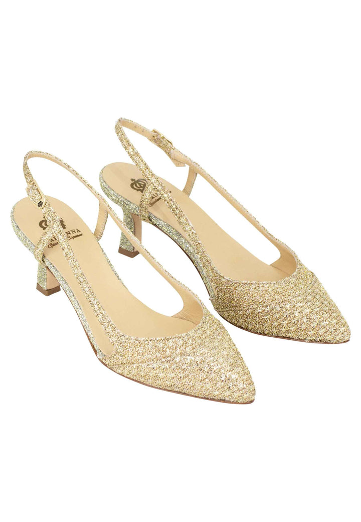 Decollete slingback donna in tessuto platino e oro CH1603/RT 612 L'Arianna 