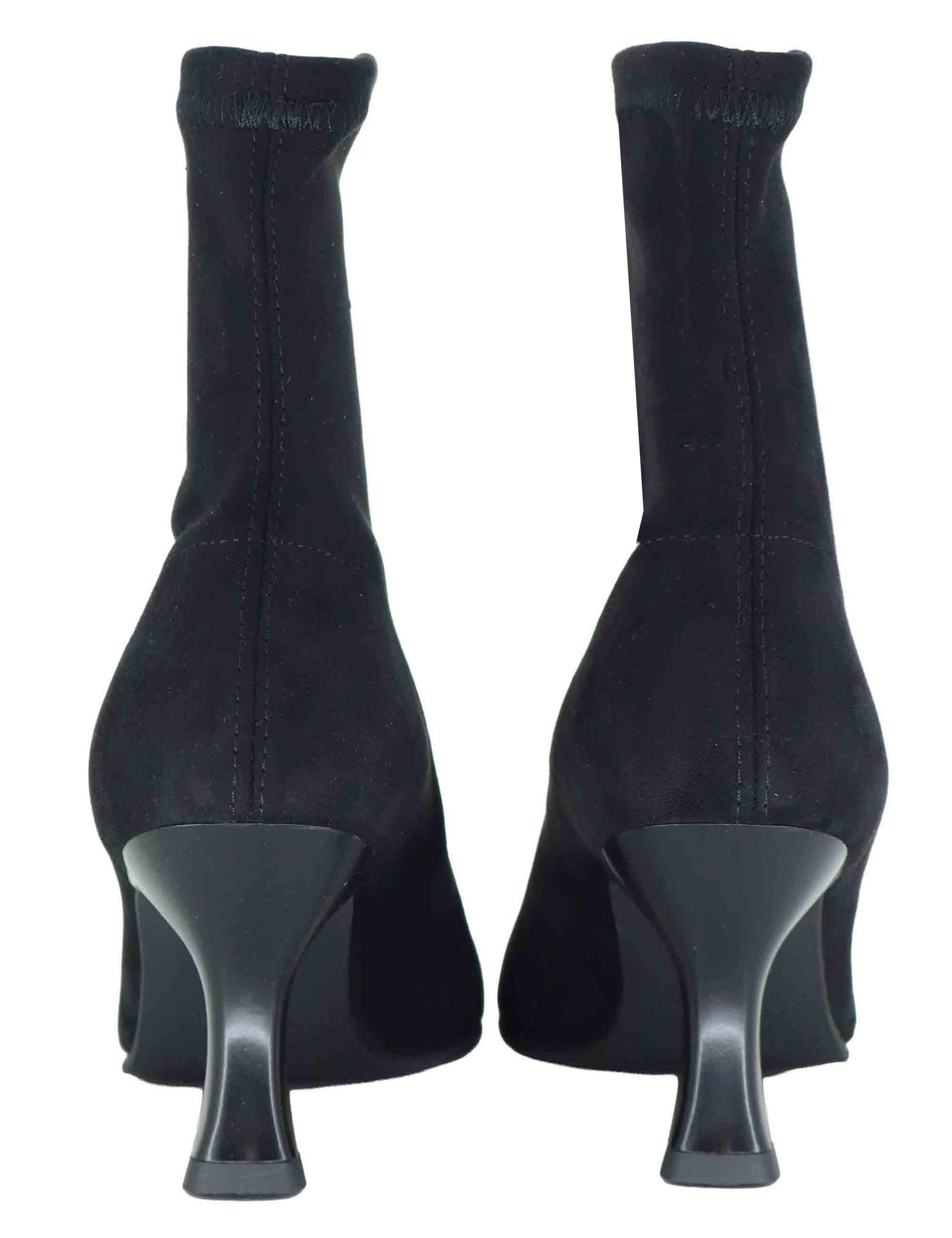 Stivaletti donna in tessuto elasticizzato nero con tacco alto e punta a punta 78042-AE 05 Miss Elastic 