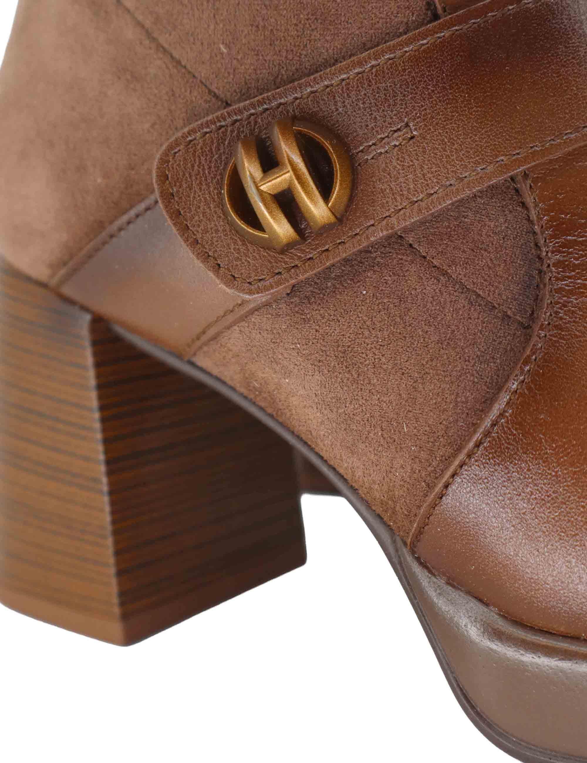 Stivali donna in pelle e tessuto marrone con tacco alto HI254374 C005 Hispanitas 