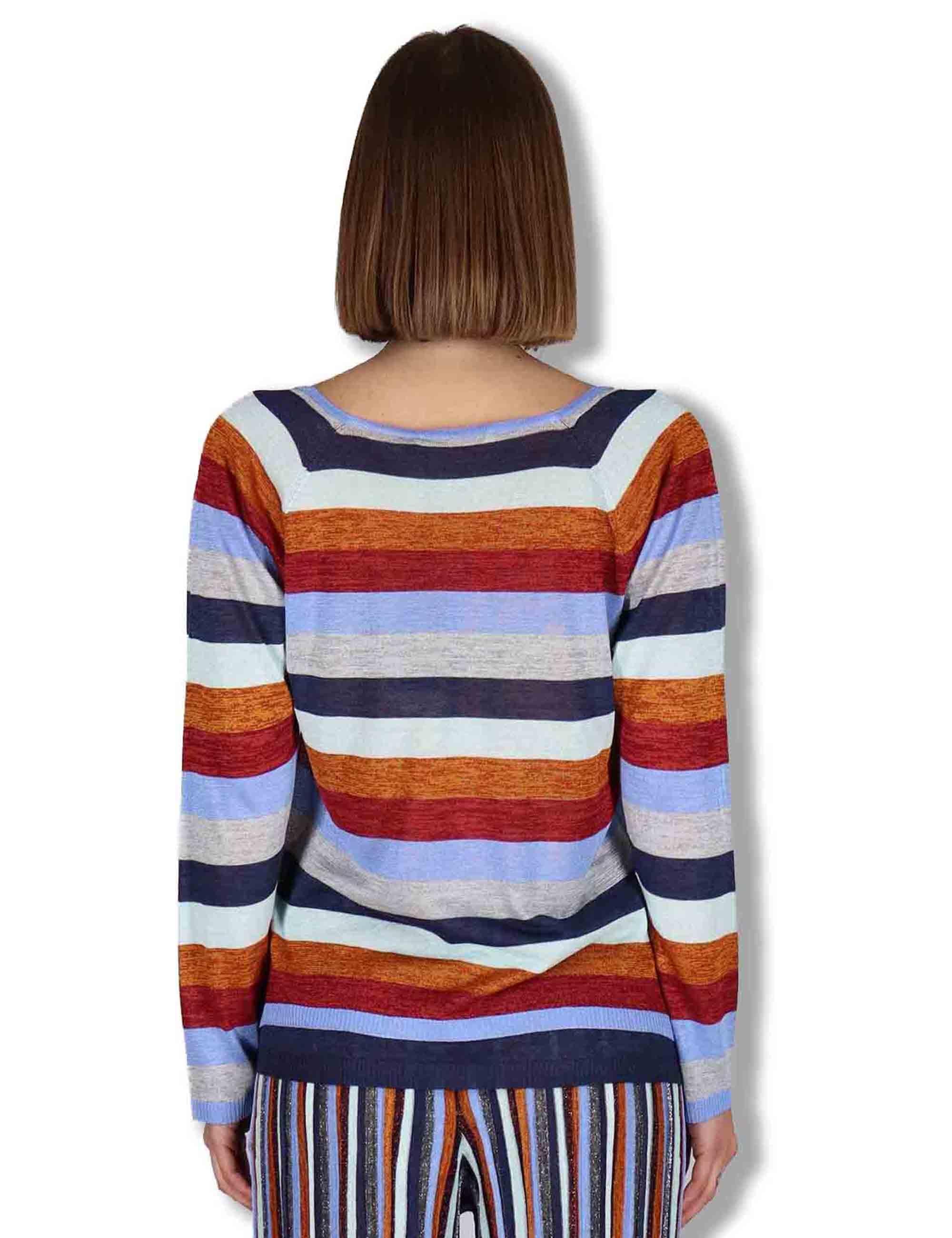 Maglia donna Viscose Fluid in viscosa naturale azzurra e multicolore JQ512177100 81B99 Maliparmi 