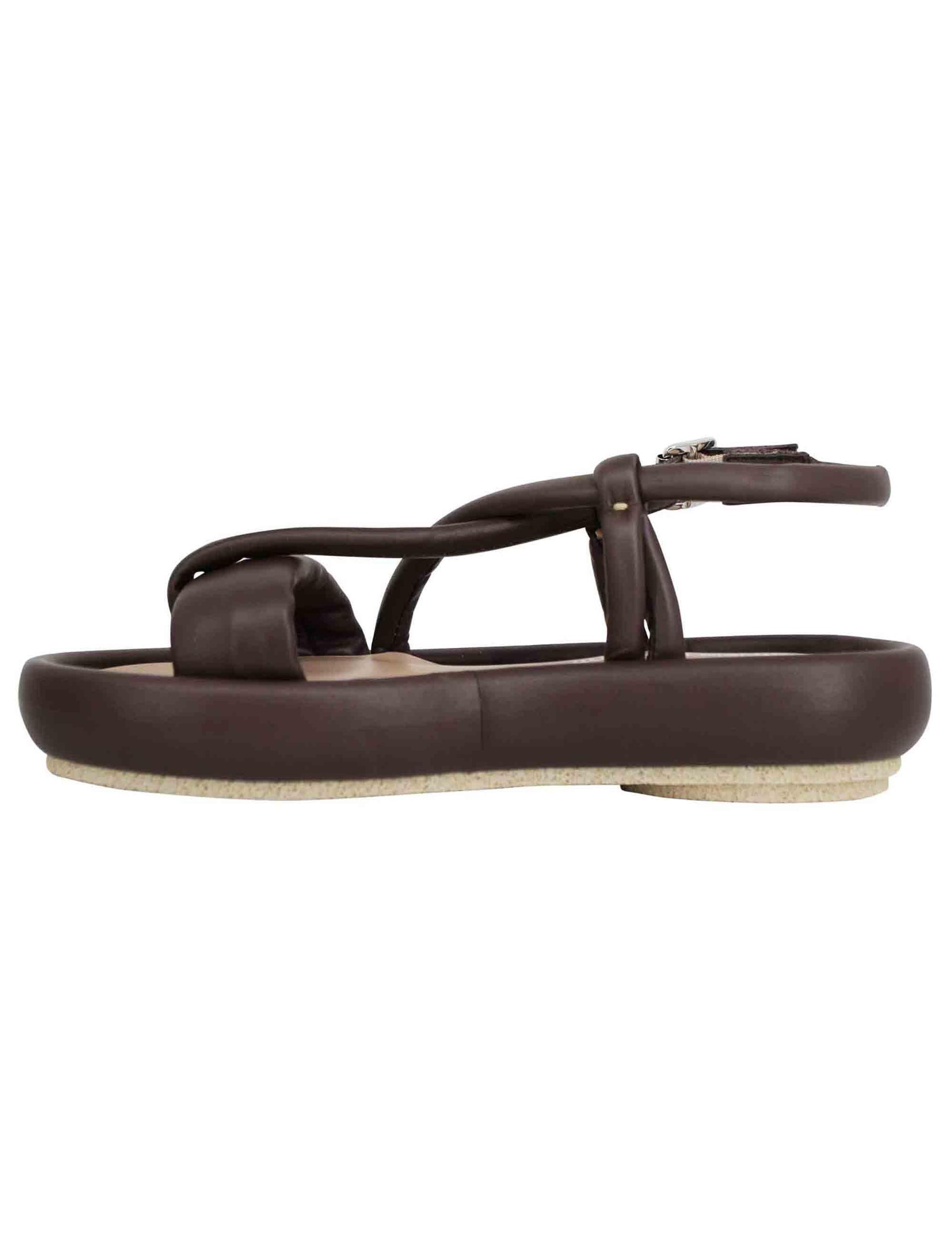 Sandali infradito slingback donna in pelle testa di moro con zeppa bassa BASU 013 Patrizia Bonfanti 