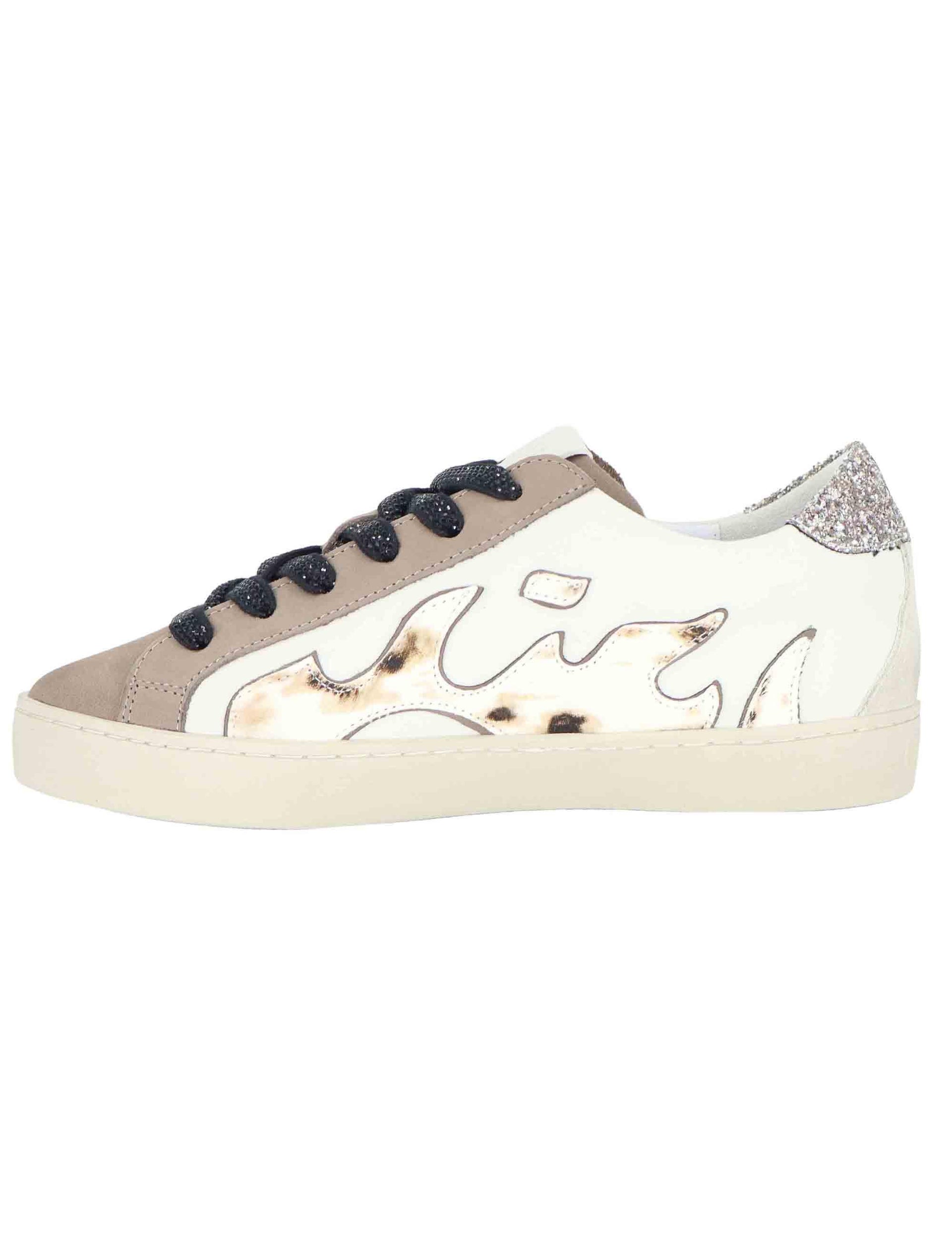 Sneakers donna in pelle off white con logo animalier D0196S10 95 Gamin 