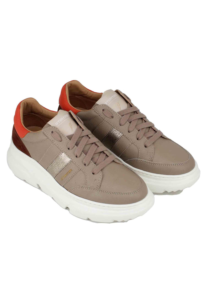 Sneakers da donna in pelle taupe 449-D 023 Stokton 