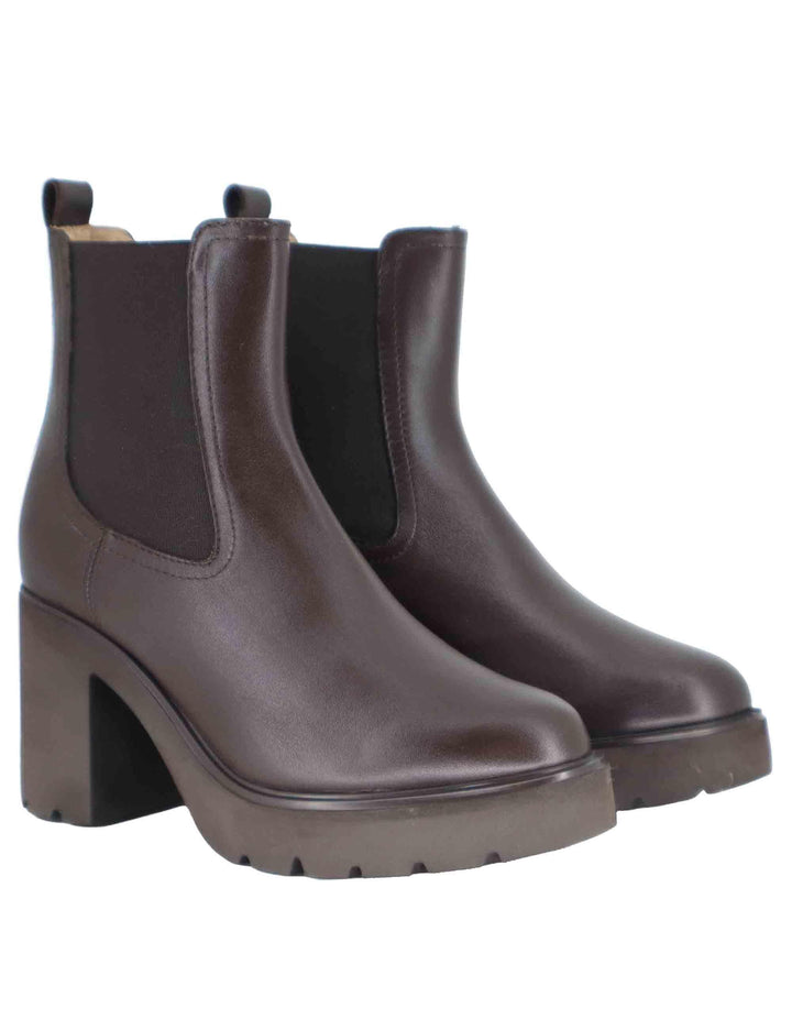 Stivaletti donna in pelle testa di moro con suola alta in gomma KLINO STT WENGUE Unisa 