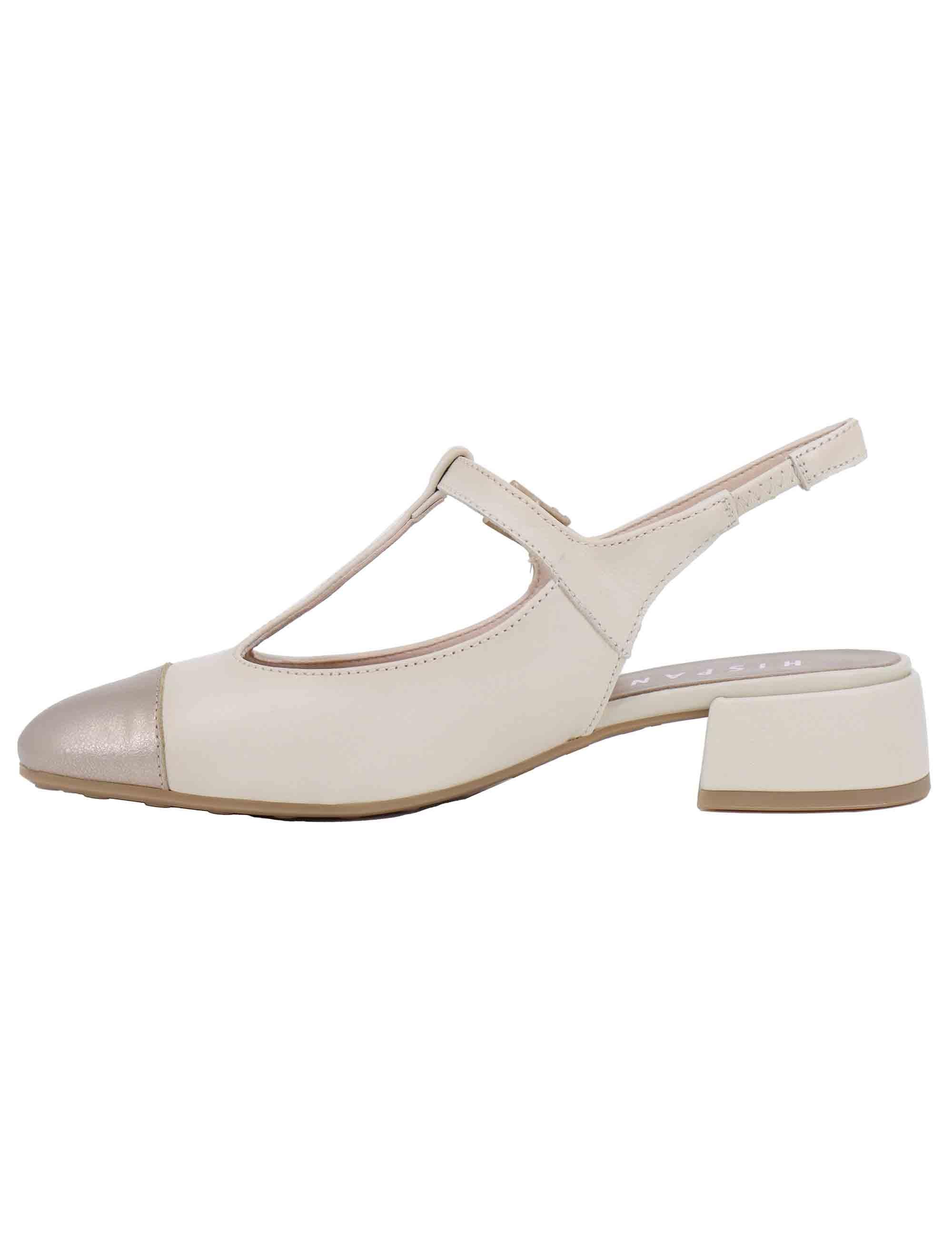 Slingback donna in pelle panna con puntale oro HV253859 C003 Hispanitas 