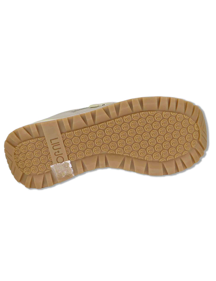 Sneakers donna in pelle beige con riporti in contrasto  e suola alta 5cm MAXI WONDER 02 BIS ROPE/LIGHT GOLD Liu-Jo 