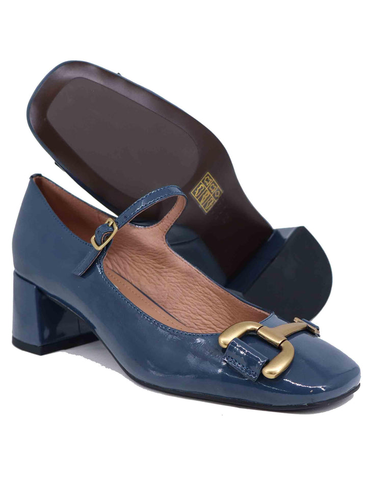 Decollete donna Noa in vernice blu con morsetto oro 575Z20VK 12 Bibi Lou 